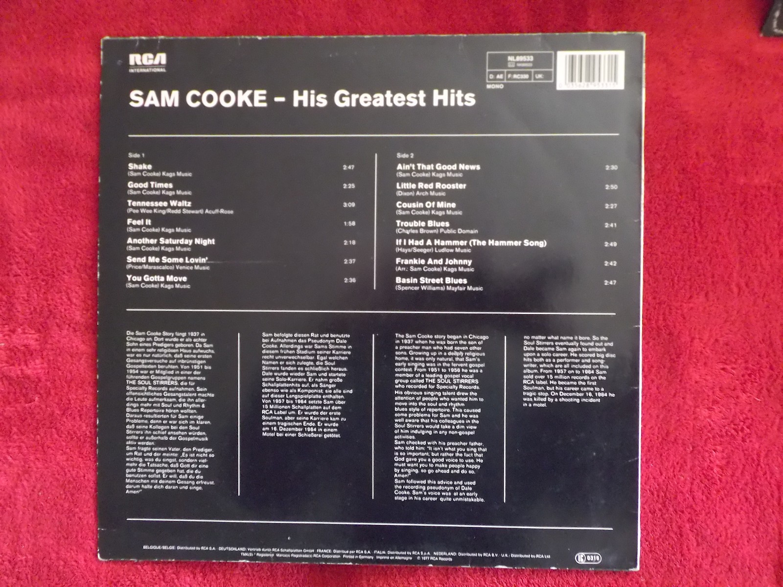 Sam Cooke – His greatest hits | LP, RCA Records, Bild 2