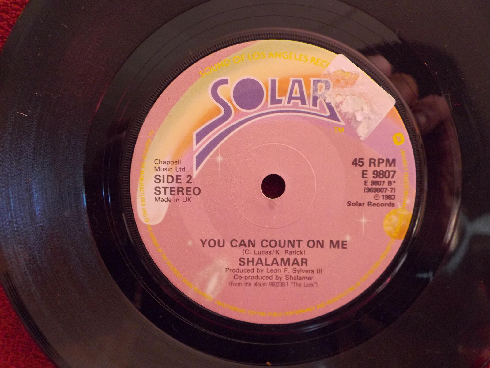 Shalamar – Disappearing Act / You Can Count on Me (7″-Single, Solar Records), Bild 2