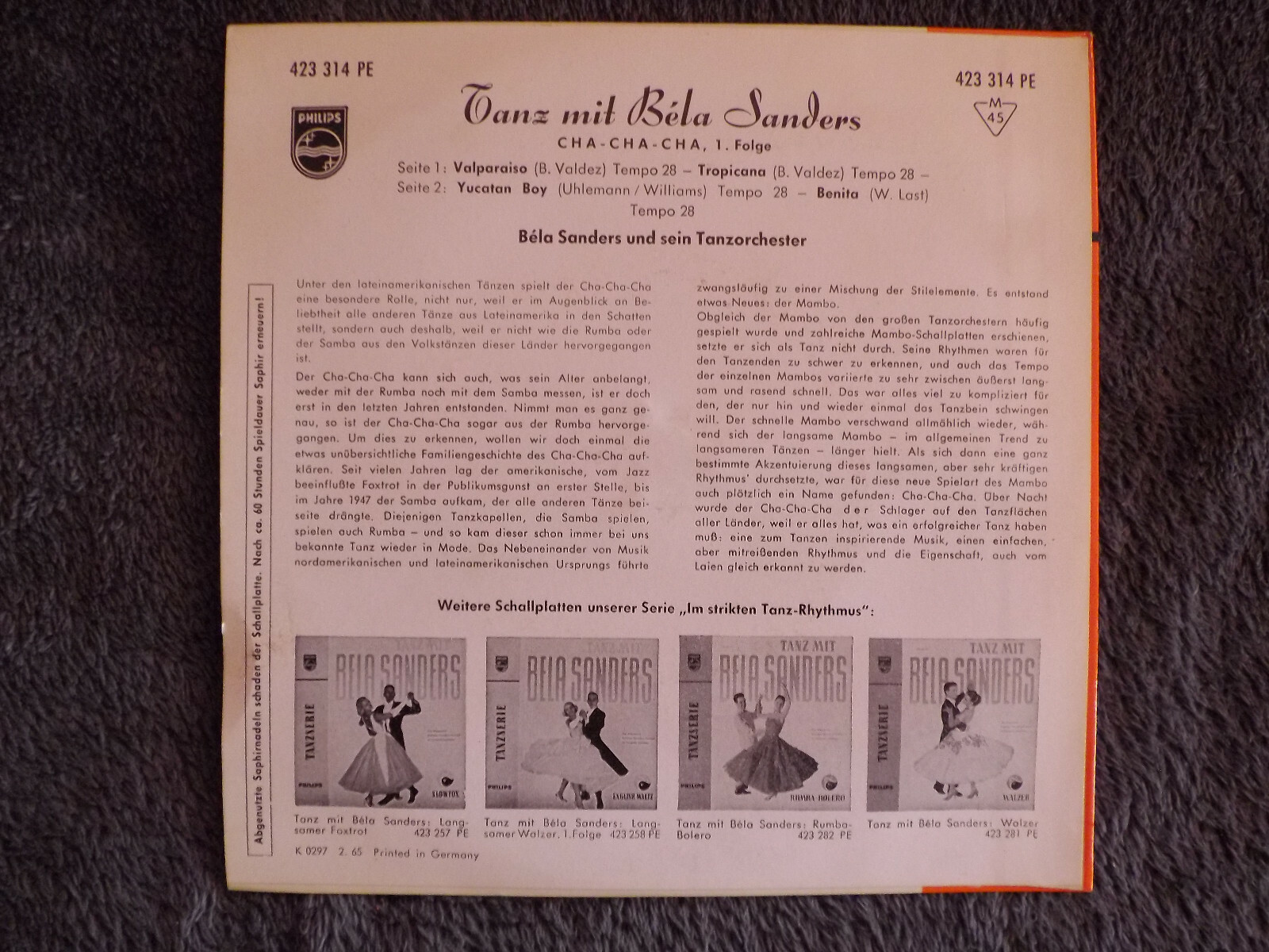 Bela Sanders – Tanz mit Bela Sanders: Cha-Cha-Cha (Philips, 1965), Bild 2