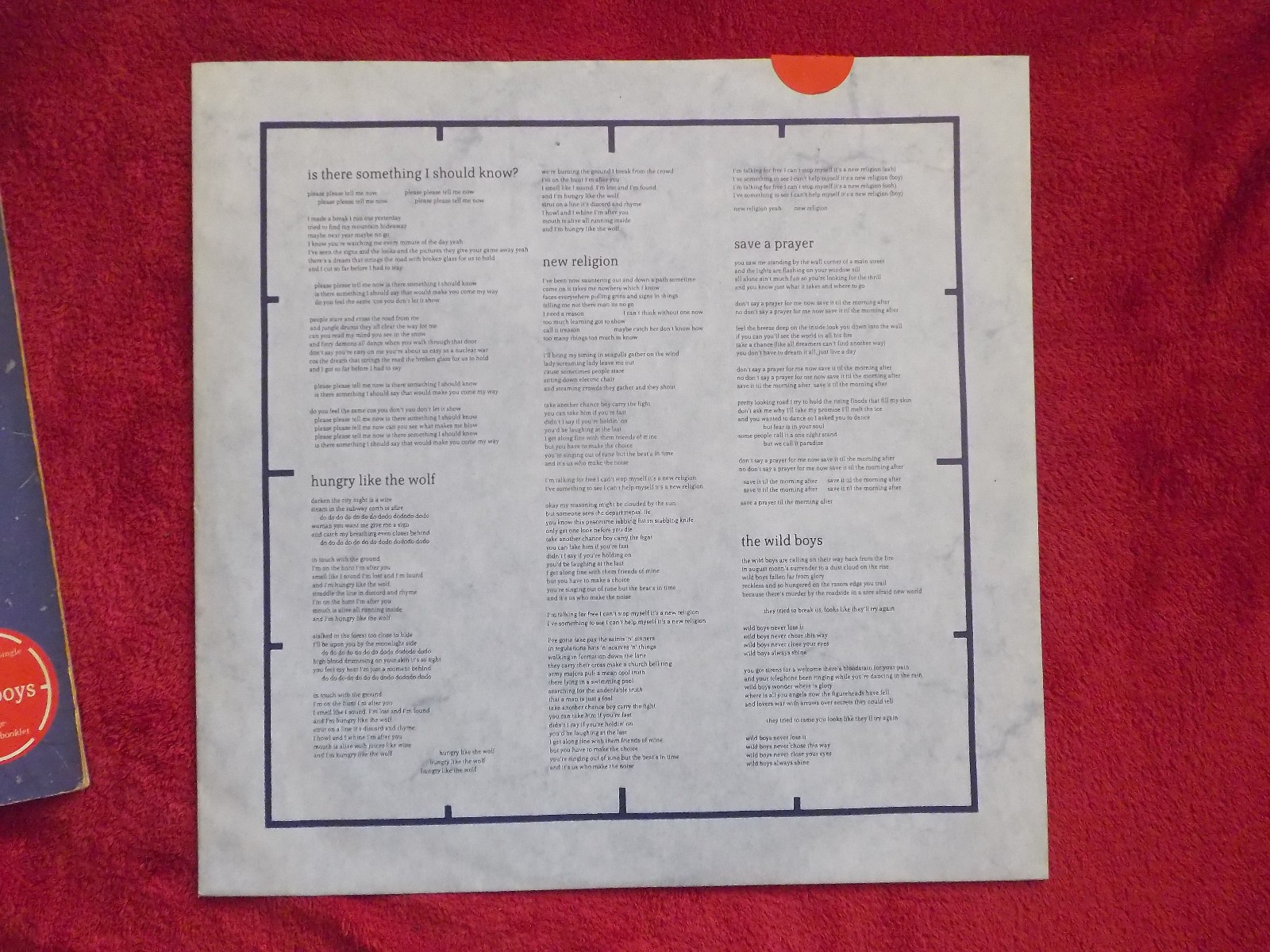 Duran Duran – Arena (LP, Parlophone, 1984), Bild 2