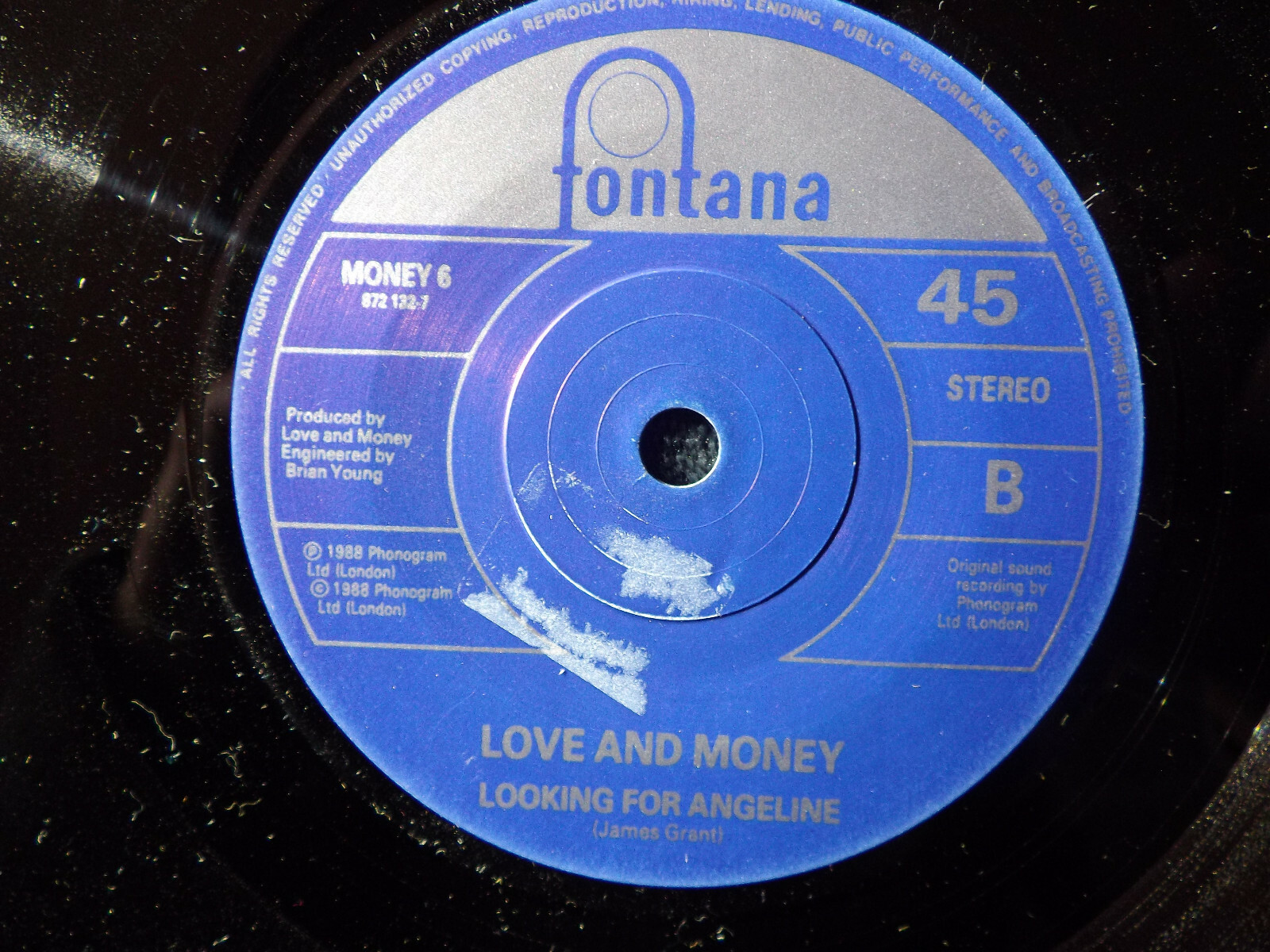 Love and Money – Strange Kind of Love / Looking for Angeline (Fontana, 1988), Bild 2