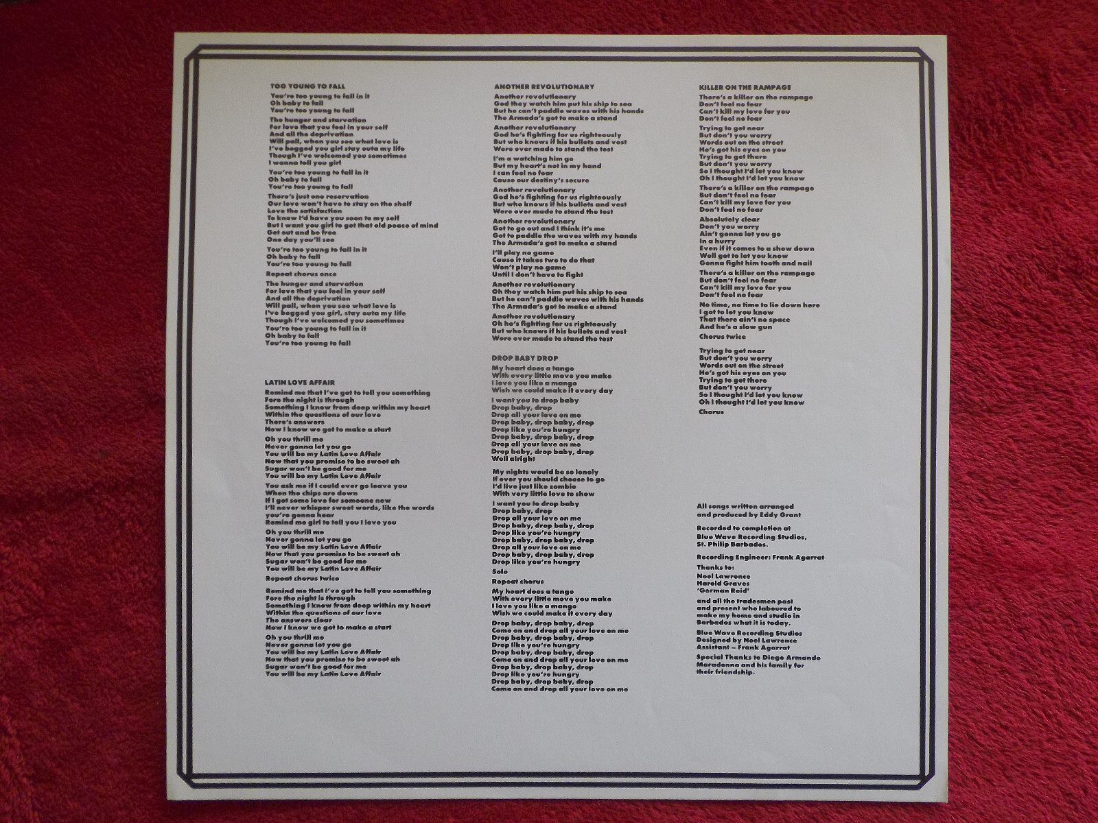 Eddy Grant – Killer on the Rampage (LP, Ice Records, INT 146.104, 1982), Bild 5