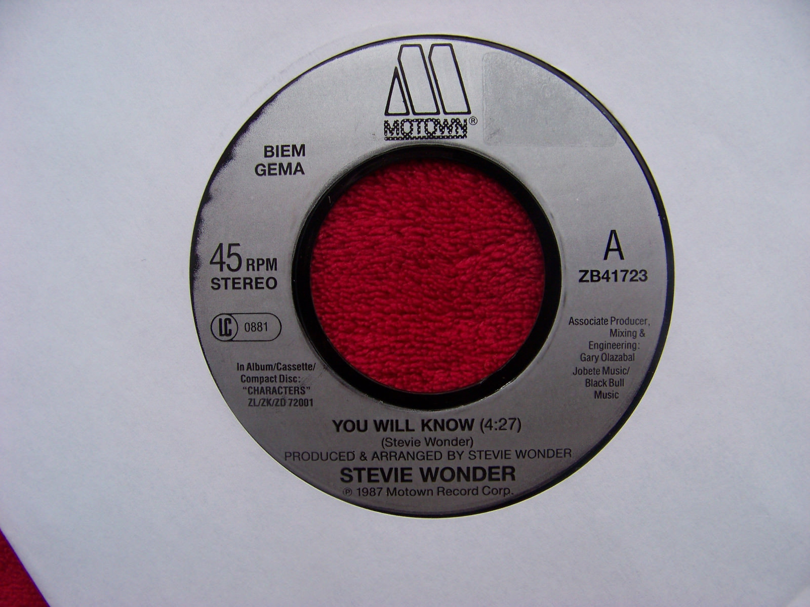 Stevie Wonder – You will know / You will know (Instr.) | Motown Records ZB 41723