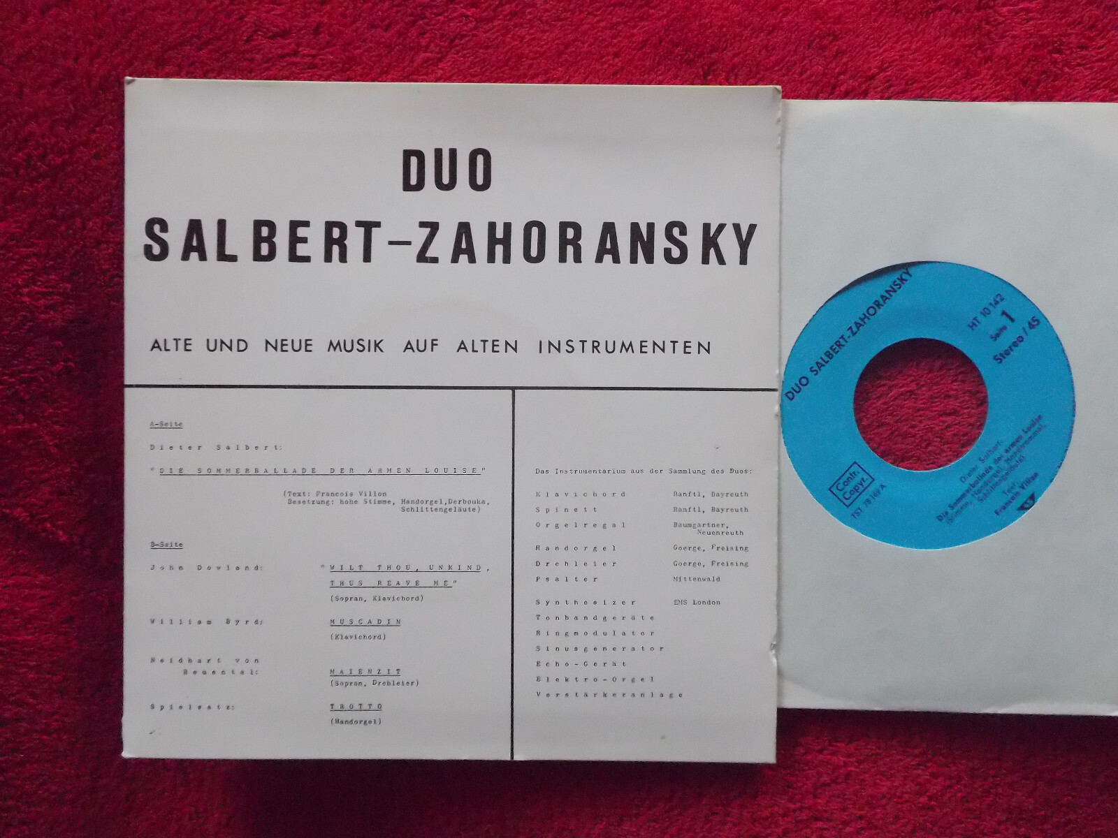Duo Salbert - Zahoransky – Alte und neue Musik auf alten Instrumenten