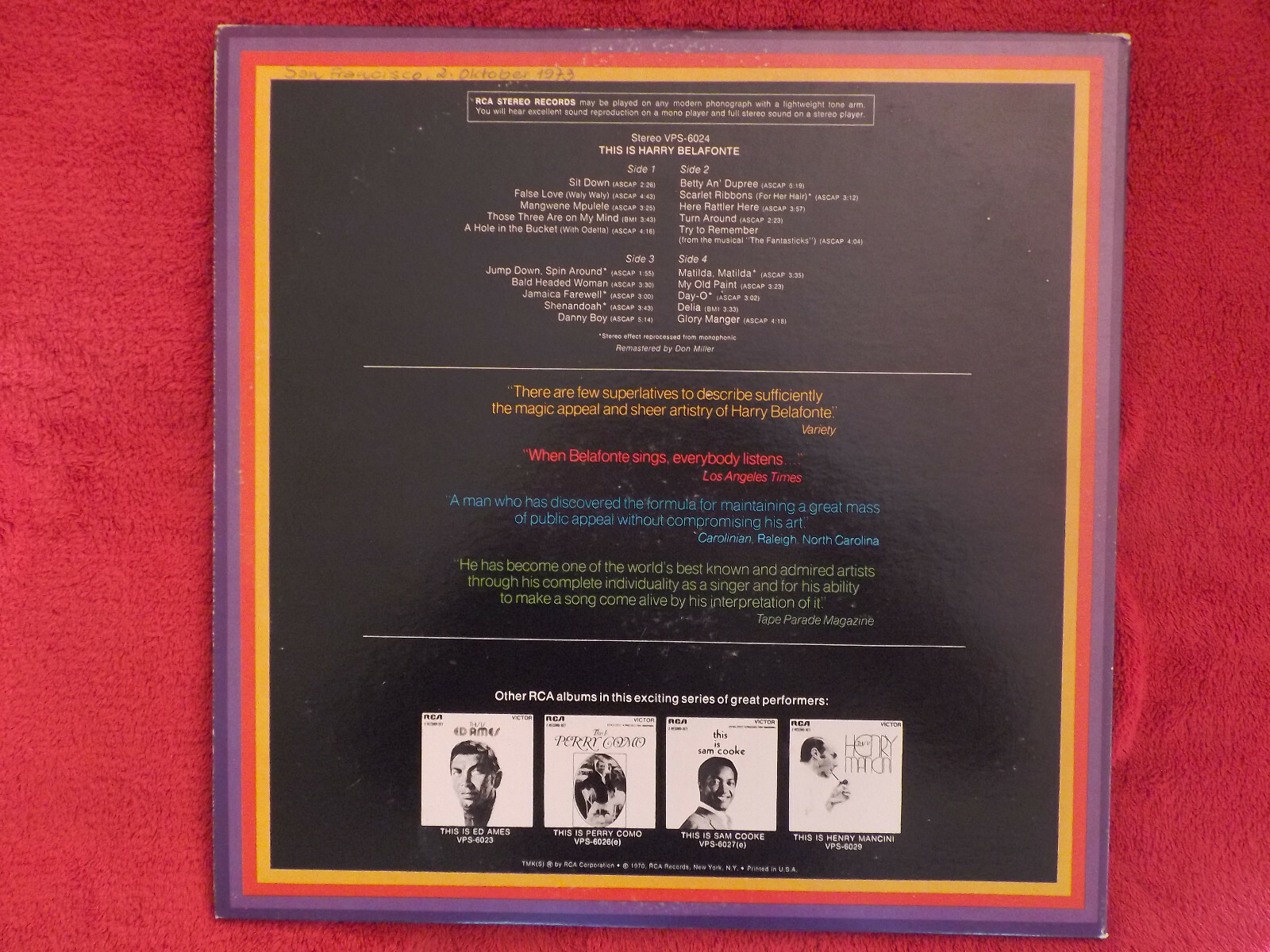 Harry Belafonte – This is Harry Belafonte (Doppel-LP, RCA Records), Bild 4