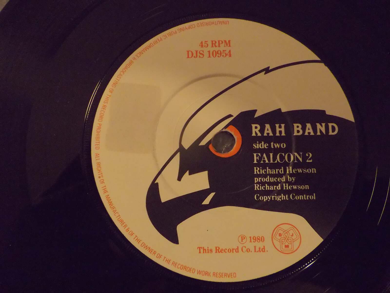 Rah Band – Falcon / Falcon 2 (DJM Records, DJS 10954, 1980), Bild 2