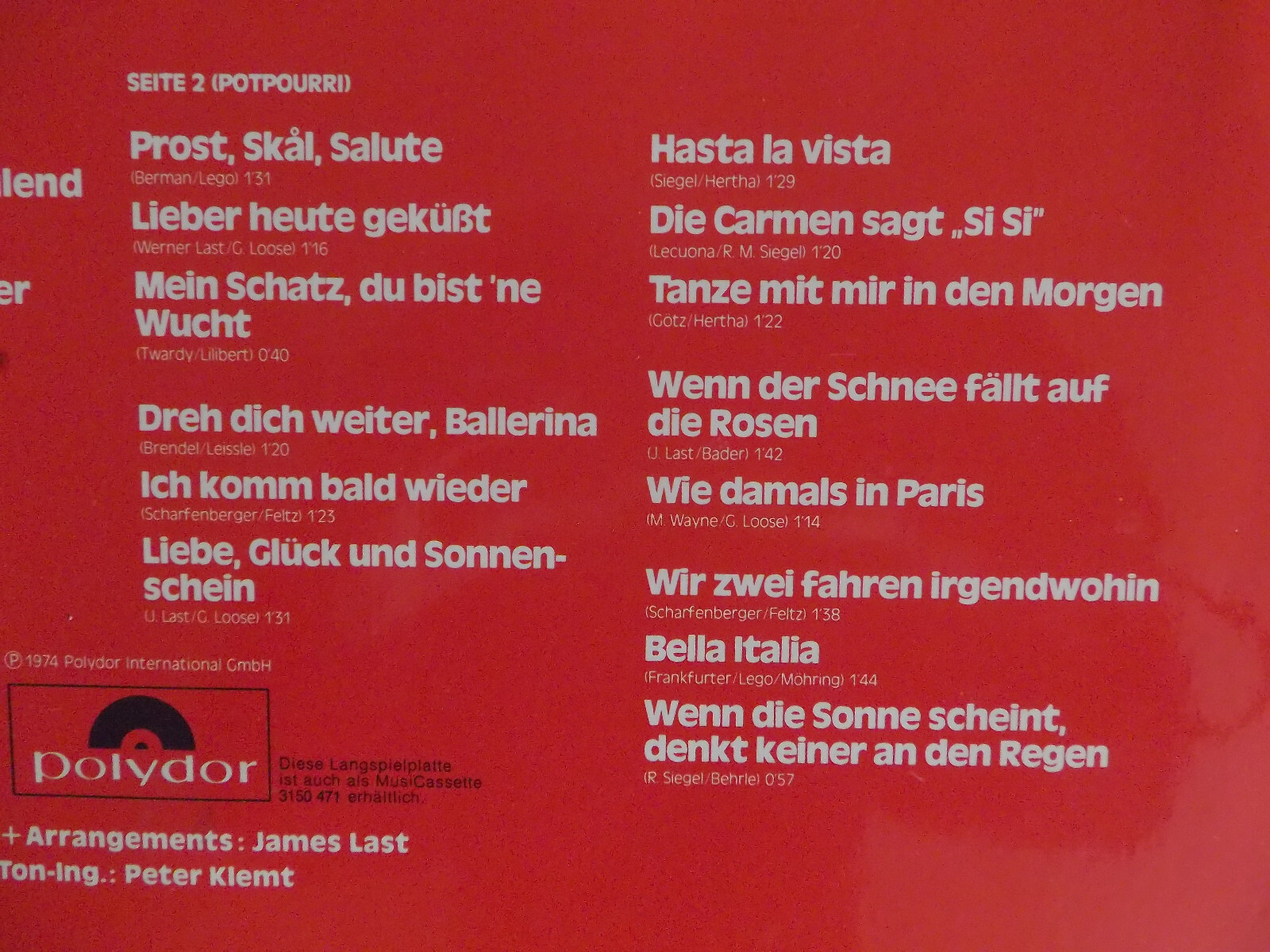 James Last – Sing mit 2 (Polydor, LP), Bild 5