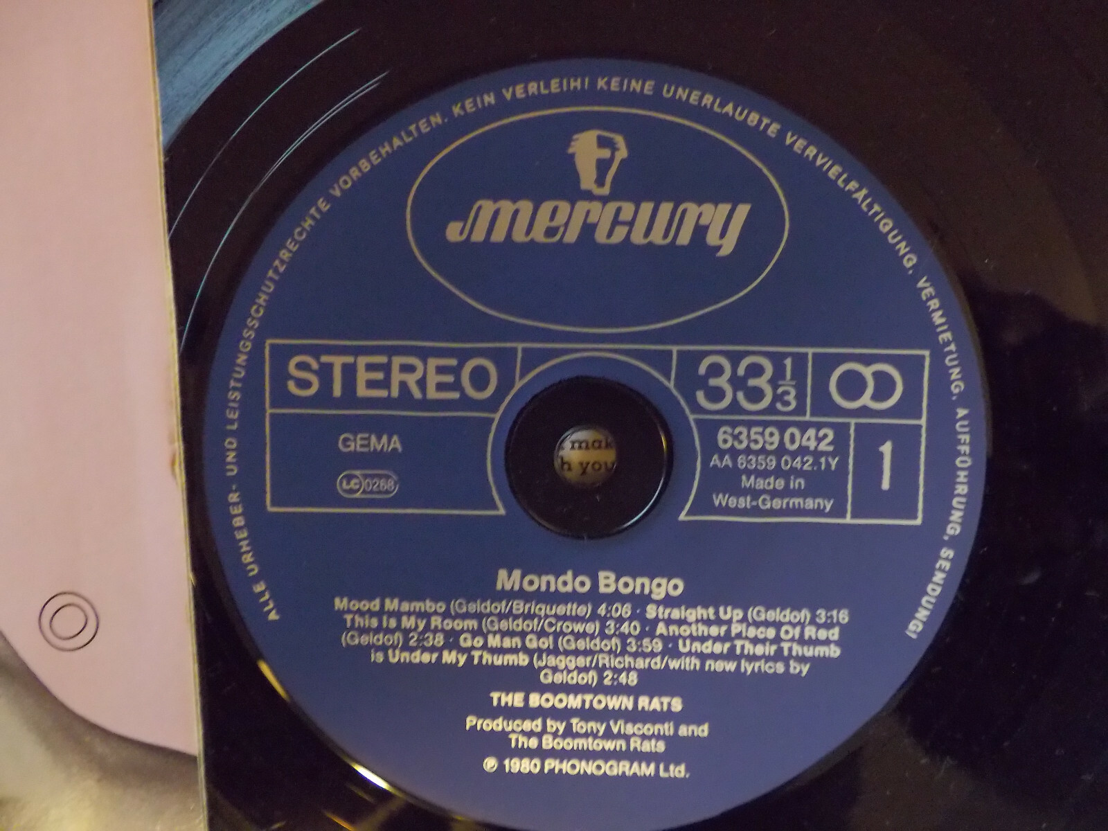 The Boomtown Rats – Mondo Bongo (Mercury LP, 1980), Bild 2