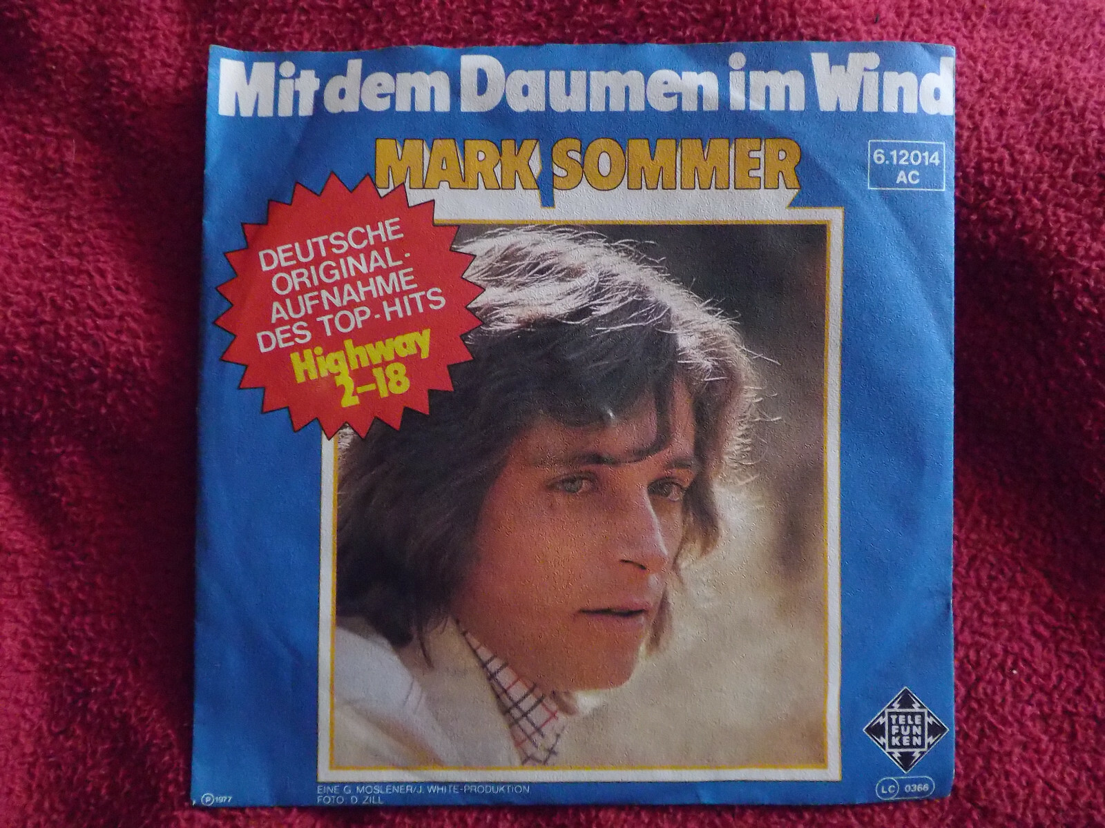 Mark Sommer – Mit dem Daumen im Wind / 100 Meilen · Decca Single, 1977, Bild 2