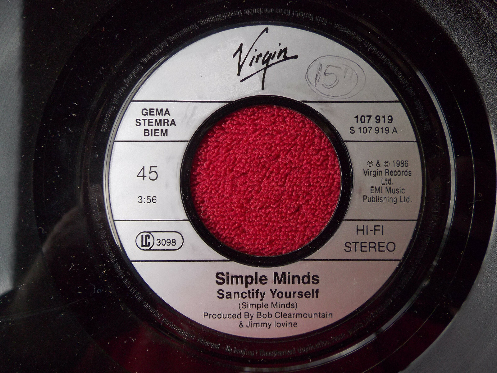 Simple Minds – Sanctify Yourself / Sanctify Yourself (Instrumental), 7″ Single