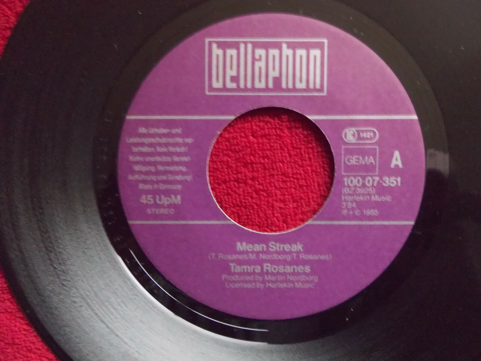 Tamra Rosanes – Mean Streak / Hymn to Rock´n´Roll | Bellaphon, Single, Bild 2