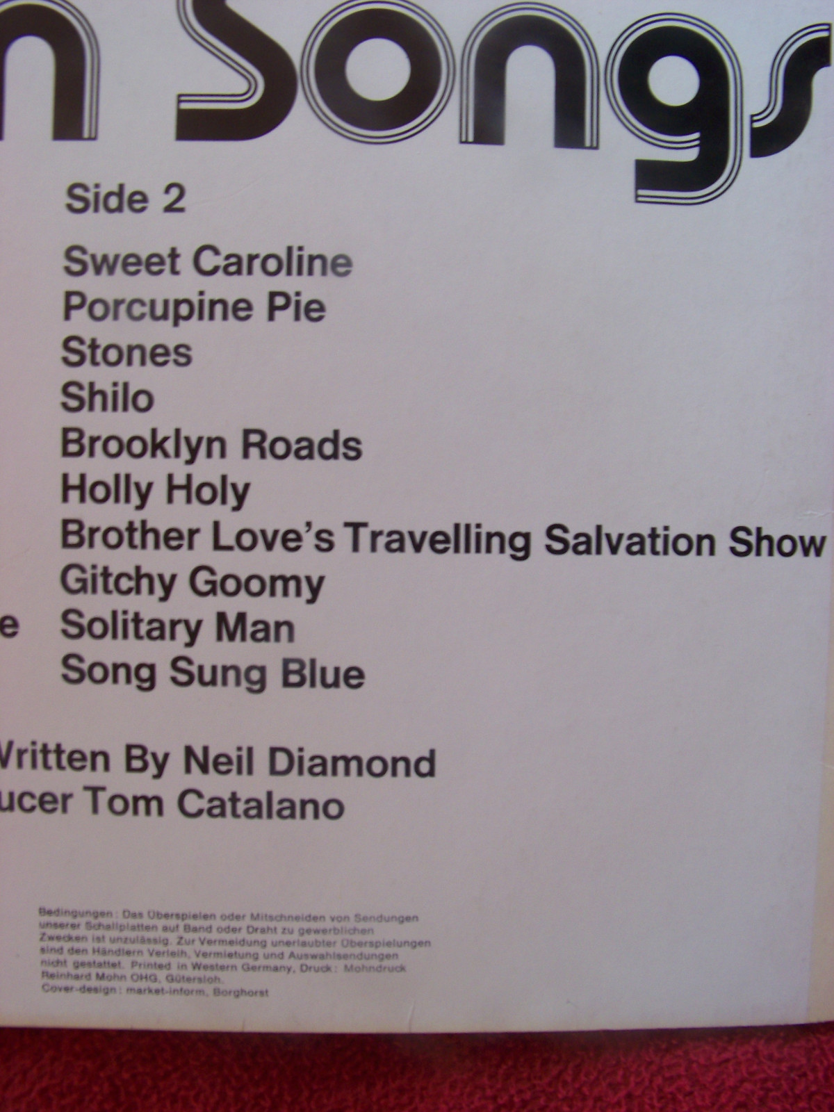 Neil Diamond – 20 Golden Hits | MCA Records Club-Sonderauflage, LP, Bild 4