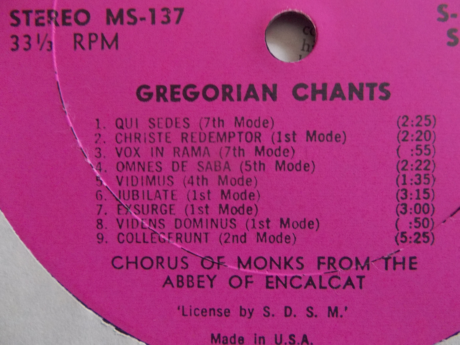 Gregorian Chants – Monks from the Abbey of Encalcat in France | Music Guild Records MS 137 (LP), Bild 3