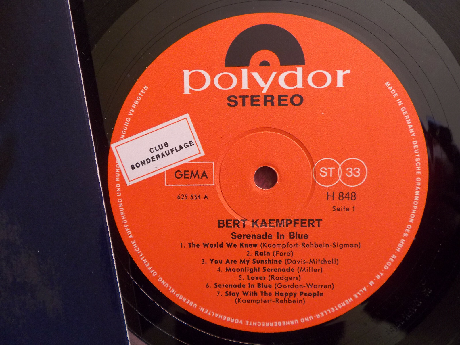 Bert Kaempfert – Serenade in Blue | Polydor Club-LP, Deutschland 1967, Bild 2