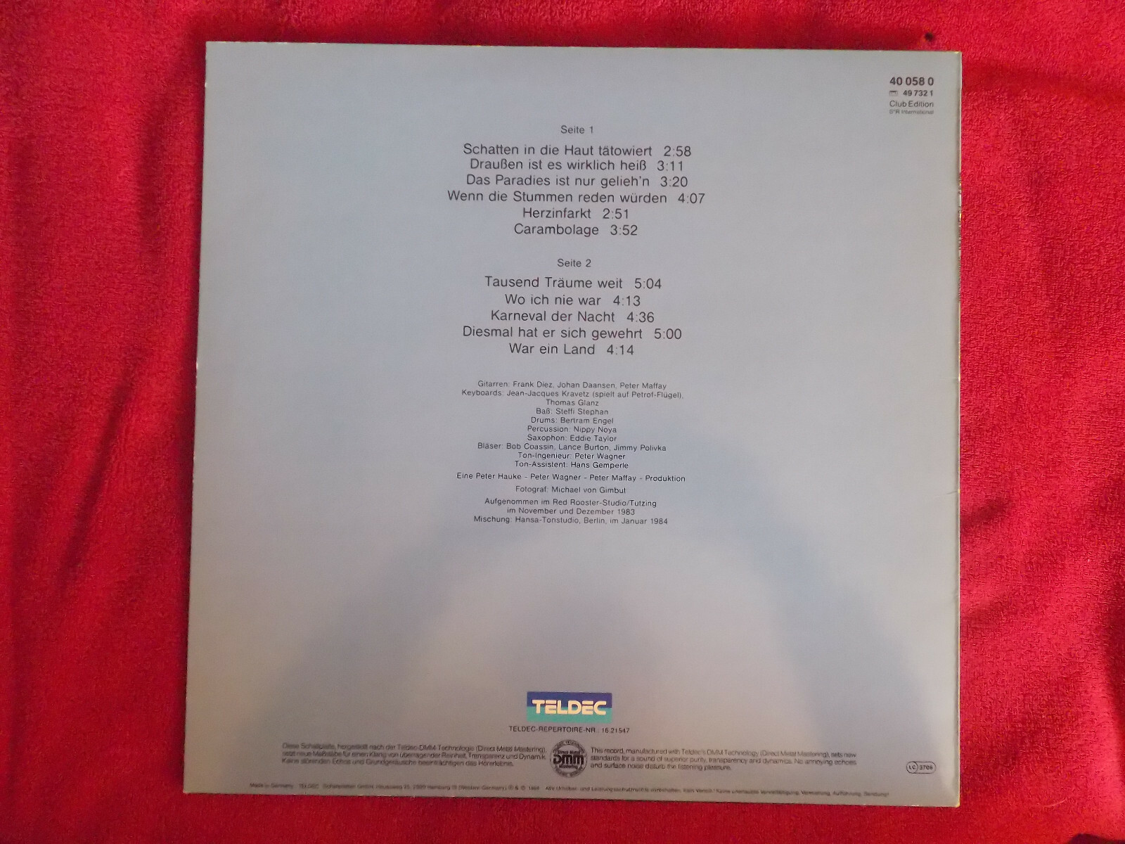 Peter Maffay – Carambolage | Teldec LP, 1984, Bild 2