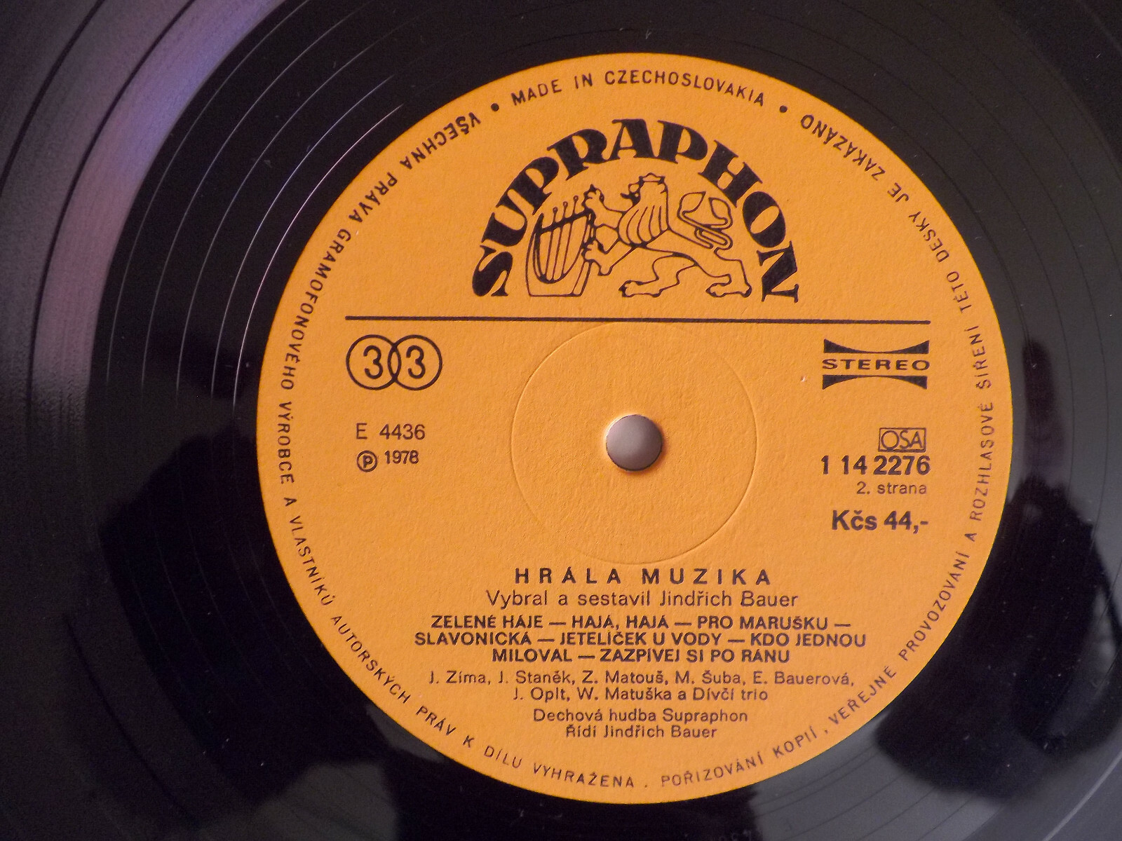 Jindrich Bauer – Hrala Muzika (Supraphon, LP), Bild 2