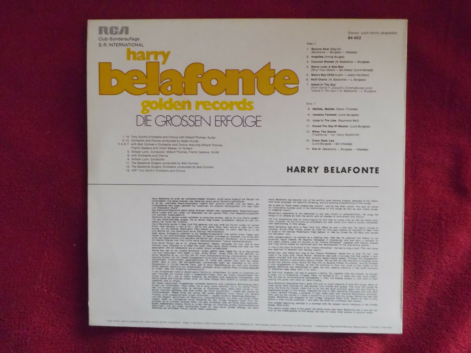 Harry Belafonte – Golden Records | RCA Records Sonderauflage 64 402, Bild 2