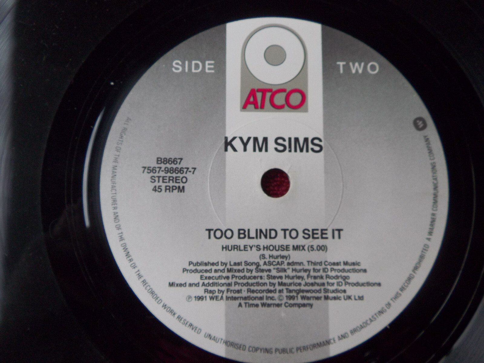 Kym Sims – Too blind to see it (Single, ATCO Records), Bild 2