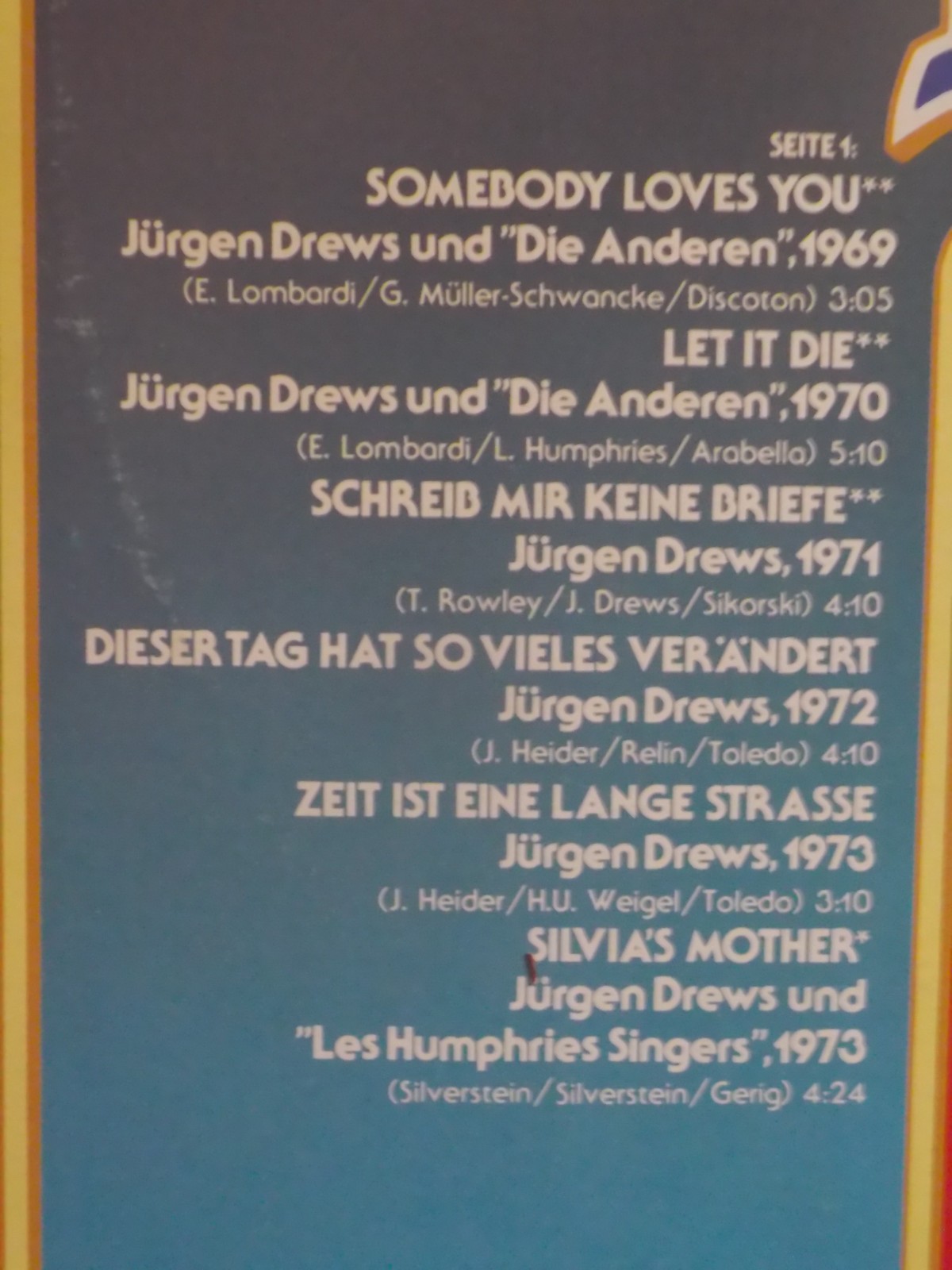 Jürgen Drews – Mein musikalischer Lebenslauf | Warner Bros. Records LP, 1977, mit Poster, Bild 5