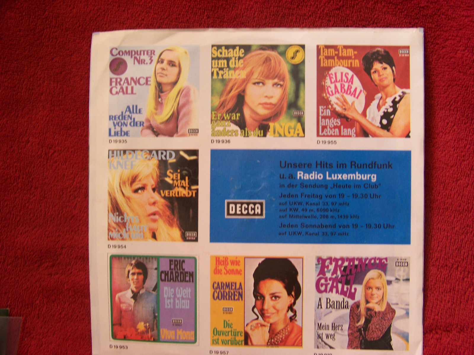 Caterina Valente – Una canzone / Tausend rosarote Pfeile (Decca, D 19 963), Bild 2