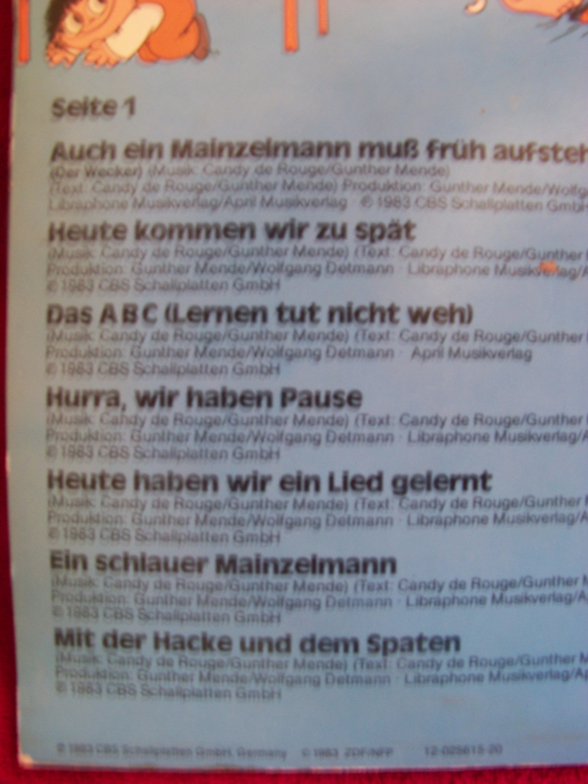 Die fröhlichen Lieder aus der Mainzel-Welt – CBS LP, 1983, Bild 3