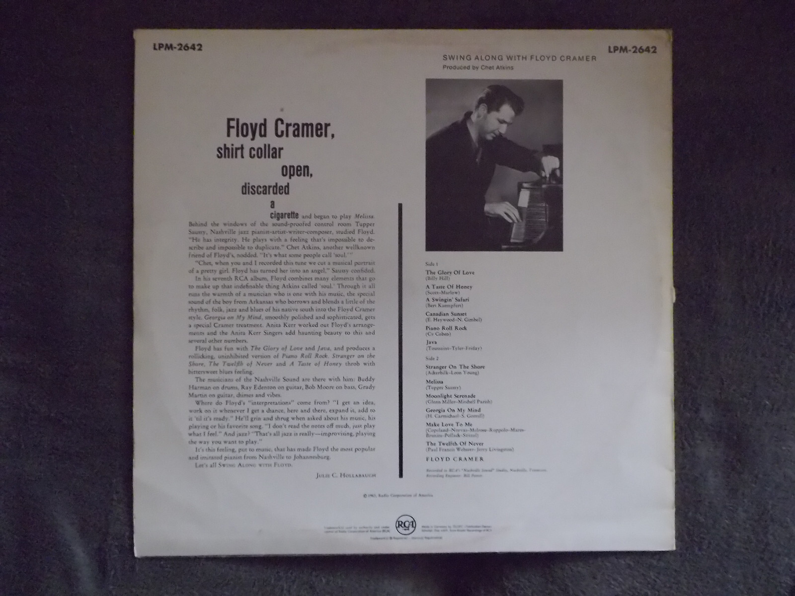 Floyd Cramer – Swing along with Floyd Cramer (RCA Records, LPM 2642, LP, 1963), Bild 2