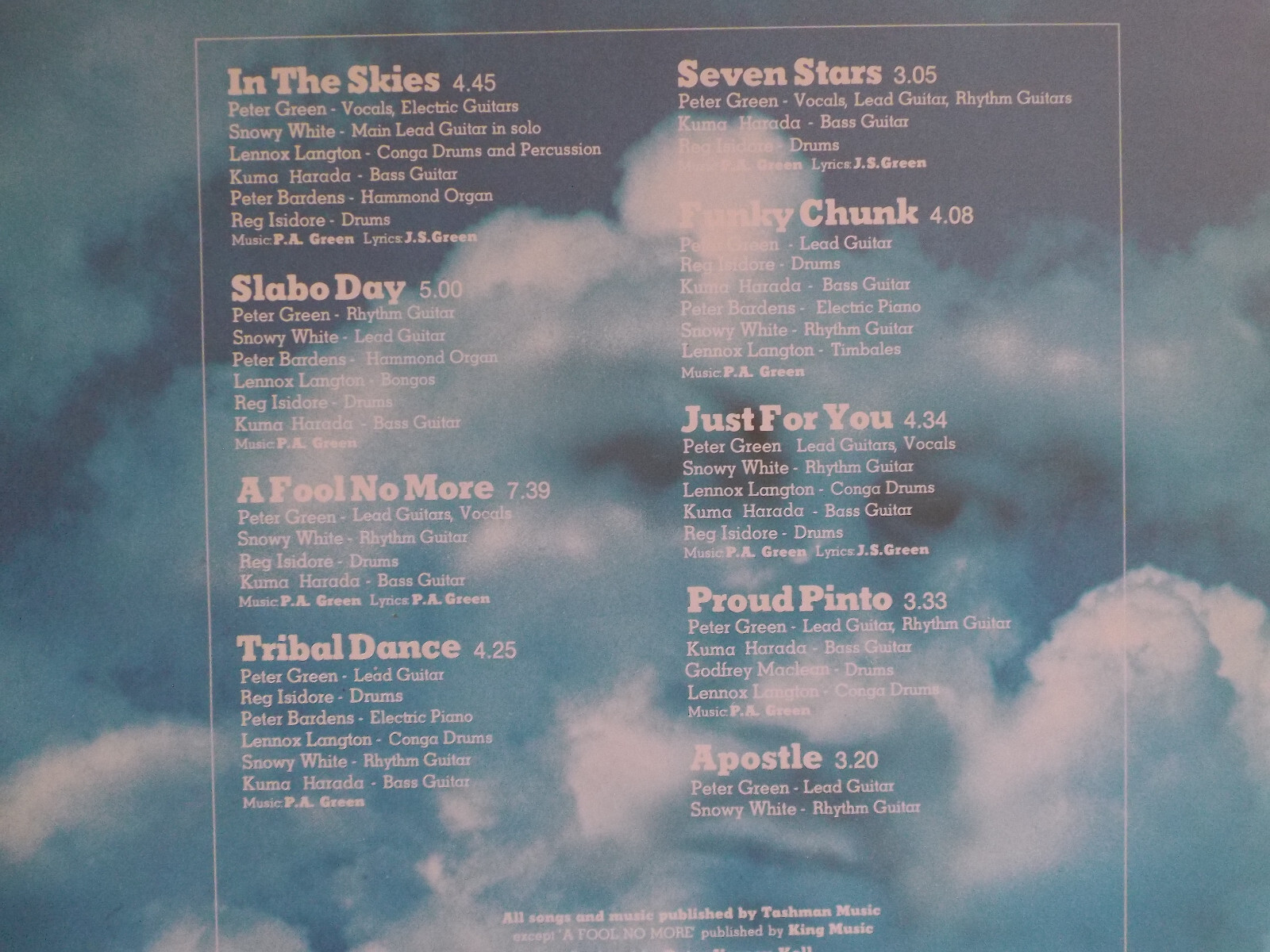Peter Green – In the Skies | Lotus Records LS 4063, LP, Schweden 1979, Bild 4