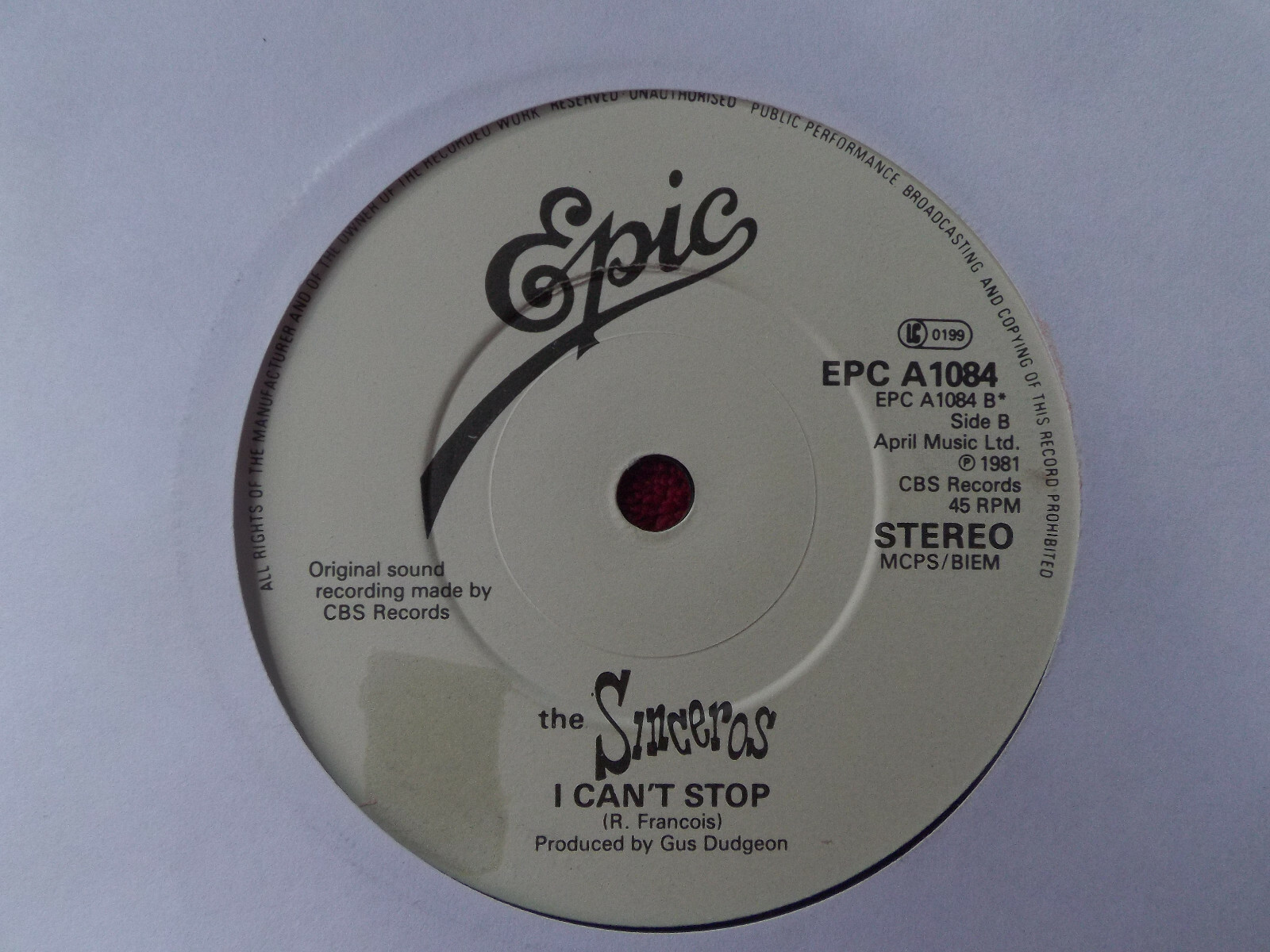 The Sinceros – Disappearing / I can´t stop | Epic Records, Single, Bild 2