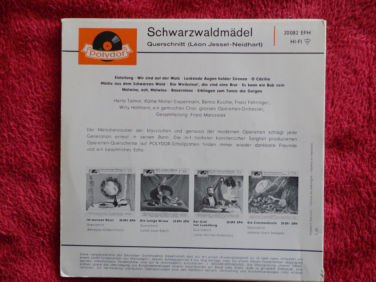 V.A. – Schwarzwaldmädel: Querschnitt (Polydor, 1962), Bild 2