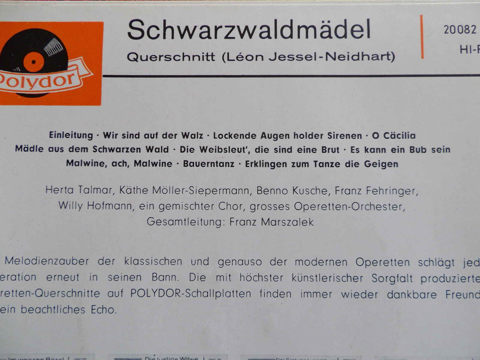 V.A. – Schwarzwaldmädel: Querschnitt (Polydor, 1962), Bild 3