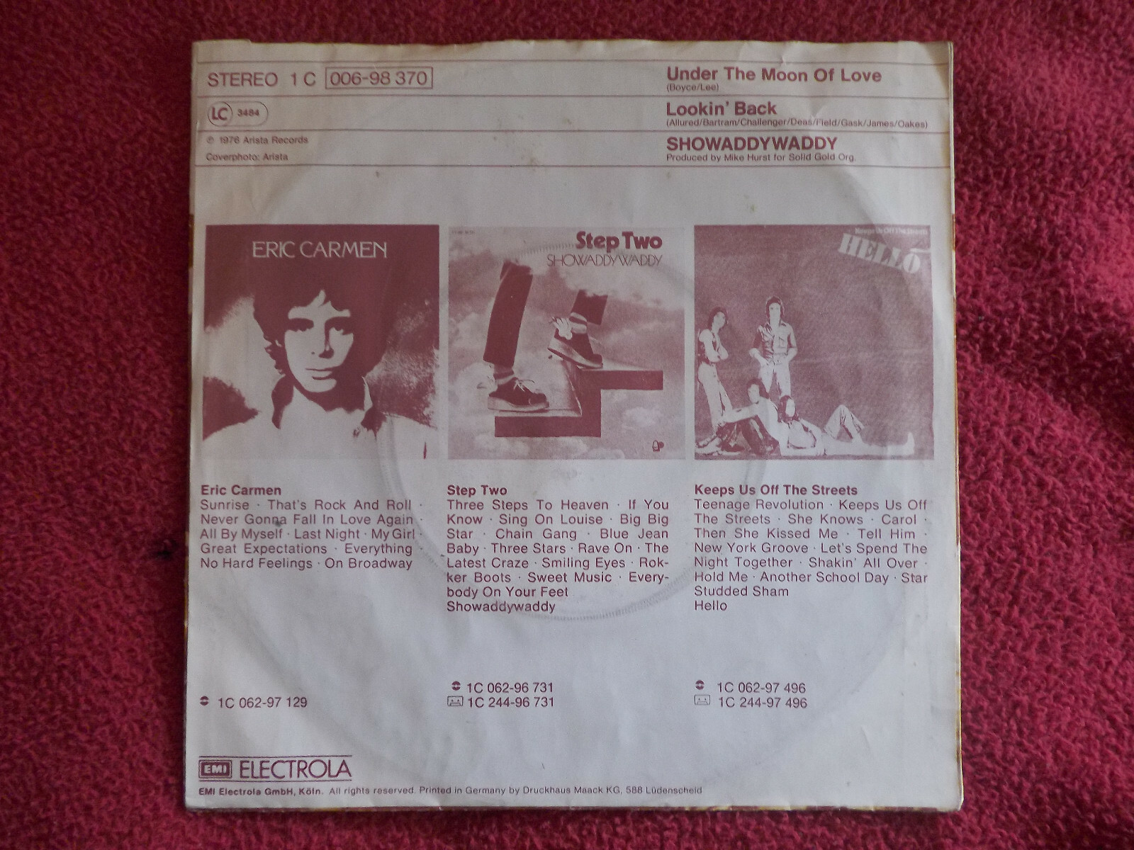 Showaddywaddy – Under the Moon of Love / Lookin’ Back (Single, 1976), Bild 2