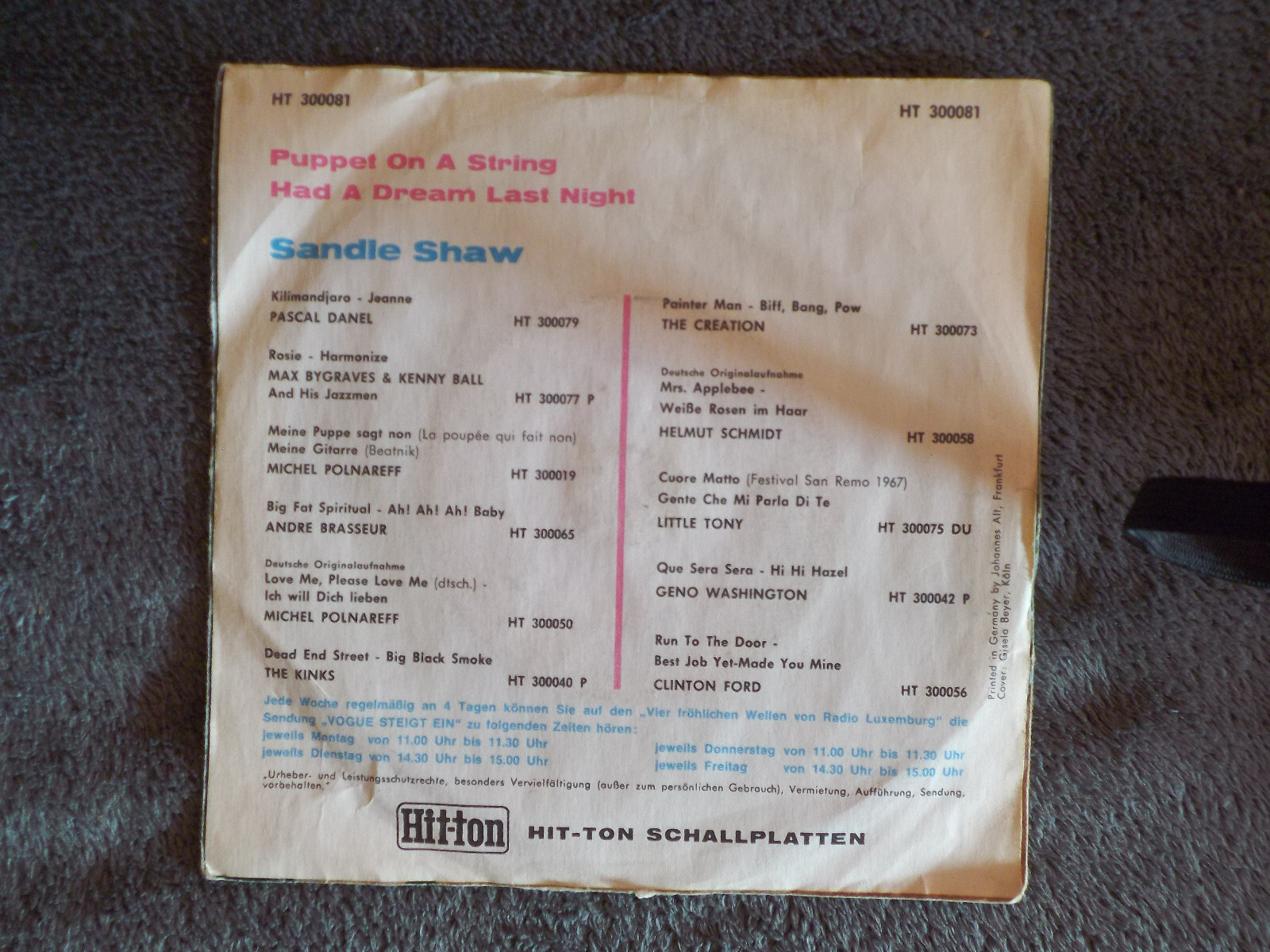 Sandie Shaw – Puppet on a string / Had a dream last night (7″-Single), Bild 3
