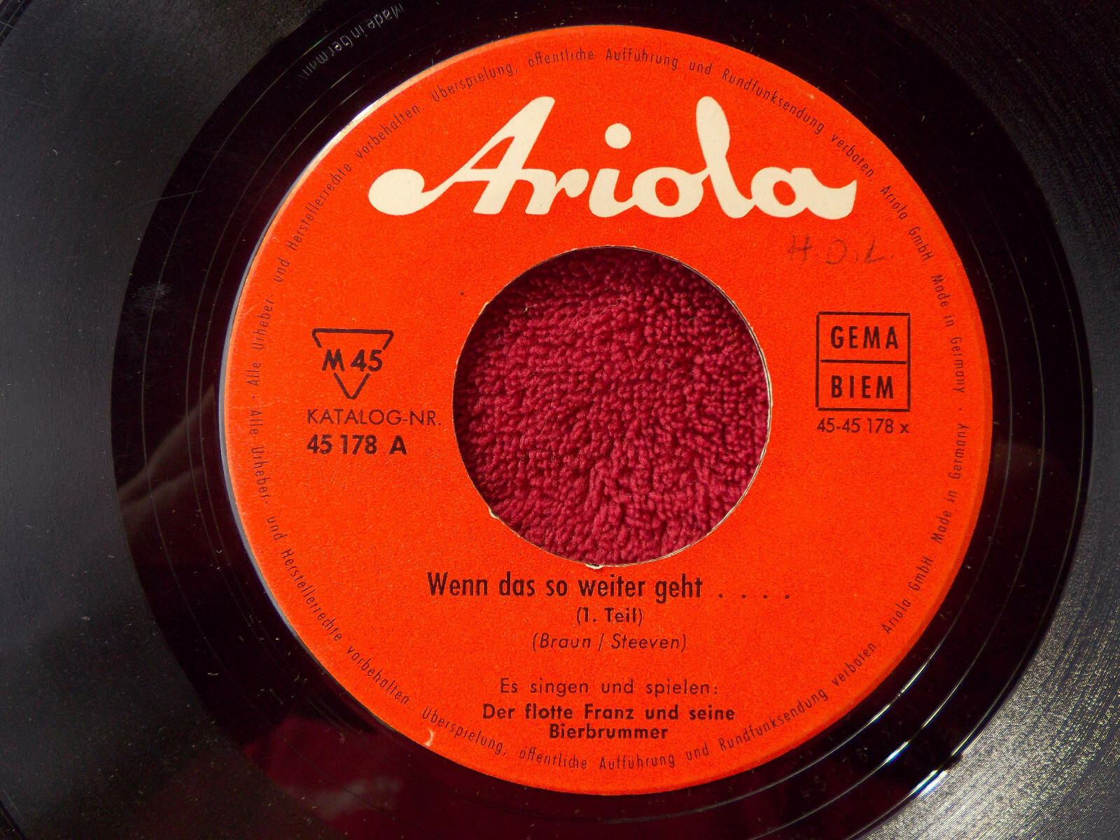 Der flotte Franz und seine Bierbrummer – Wenn das so weiter geht (Ariola Records, 45 178)