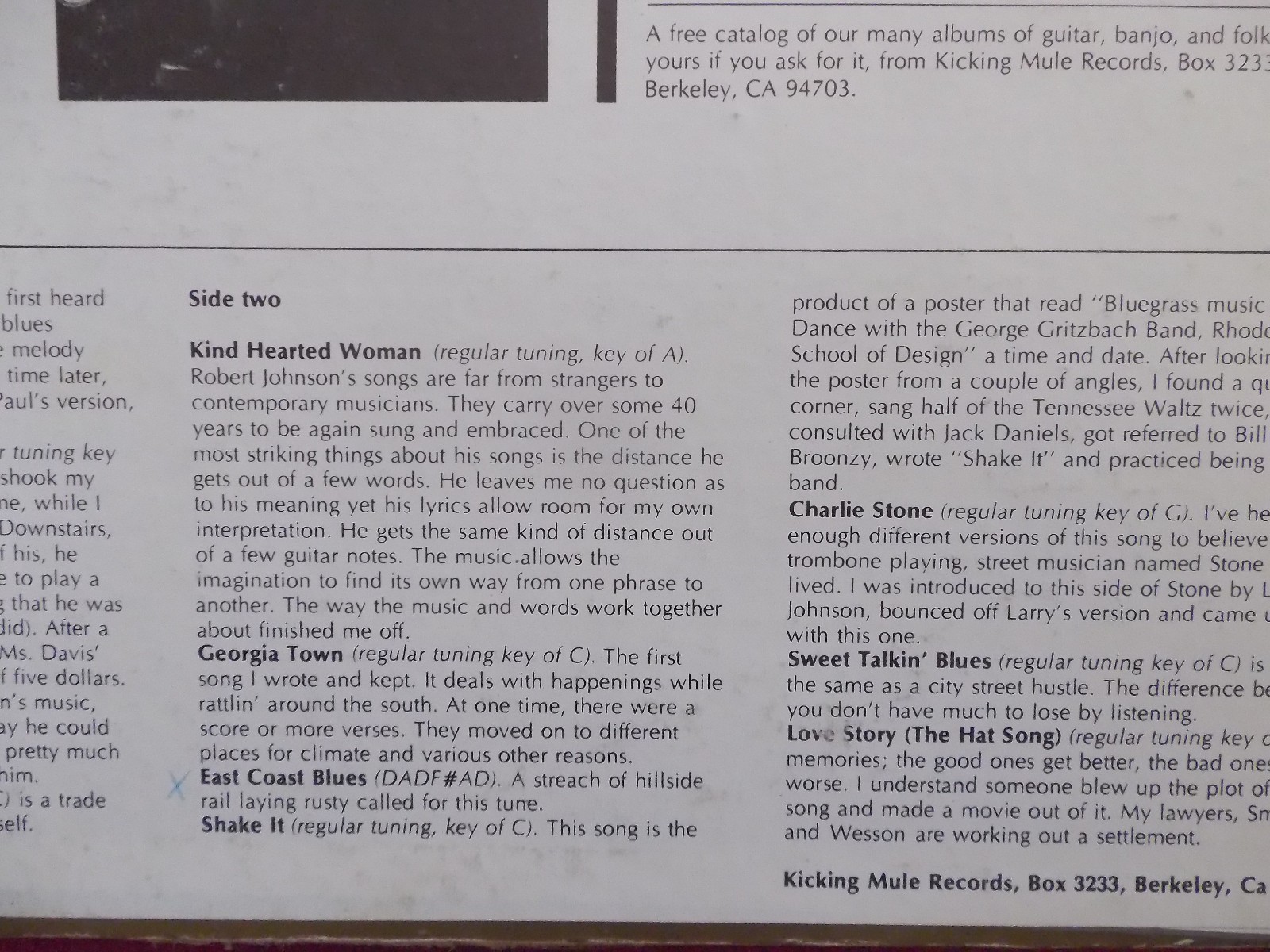 George Gritzbach – Had your gritz today (LP, Kicking Mule Records, USA, 1976), Bild 4