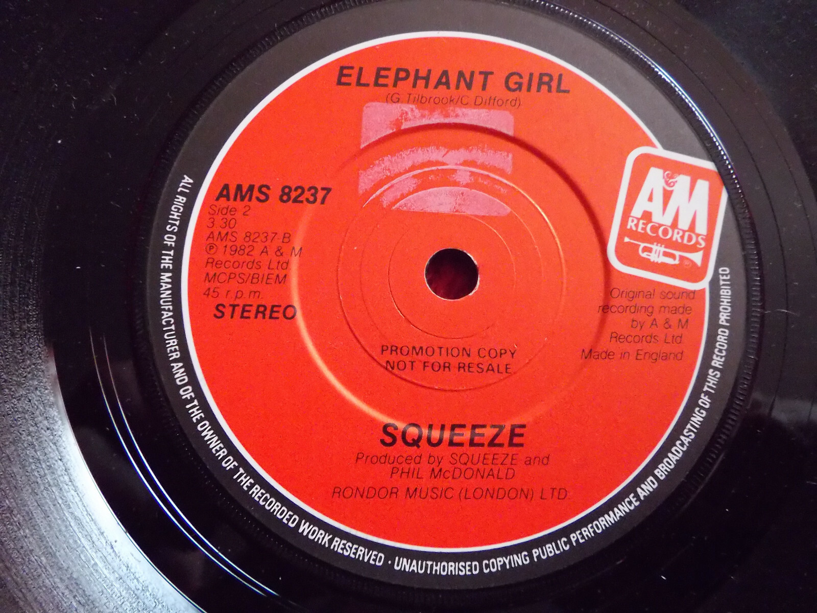Squeeze – When the hangover strikes / Elephant girl (7″-Promo-Single), Bild 2