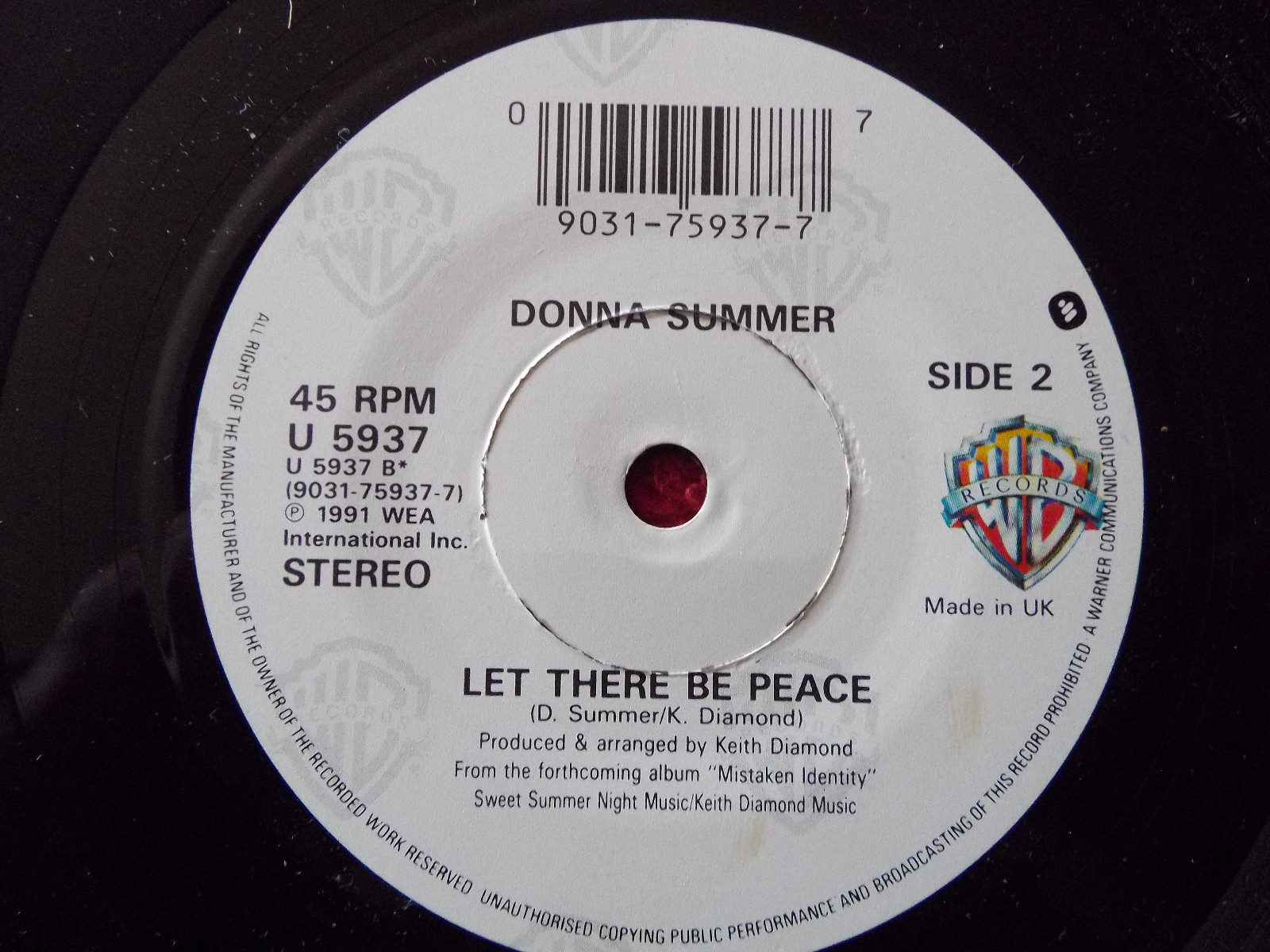 Donna Summer – Work that magic / Let there be peace (UK-Single), Bild 2