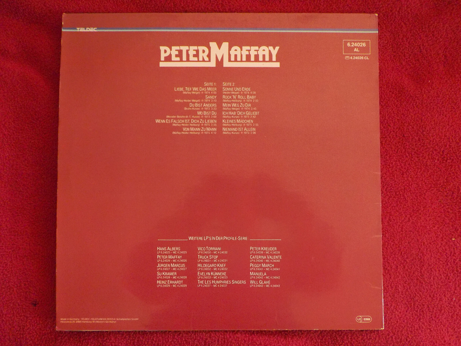 Peter Maffay – Peter Maffay (LP, Telefunken Records, 1976), Bild 2