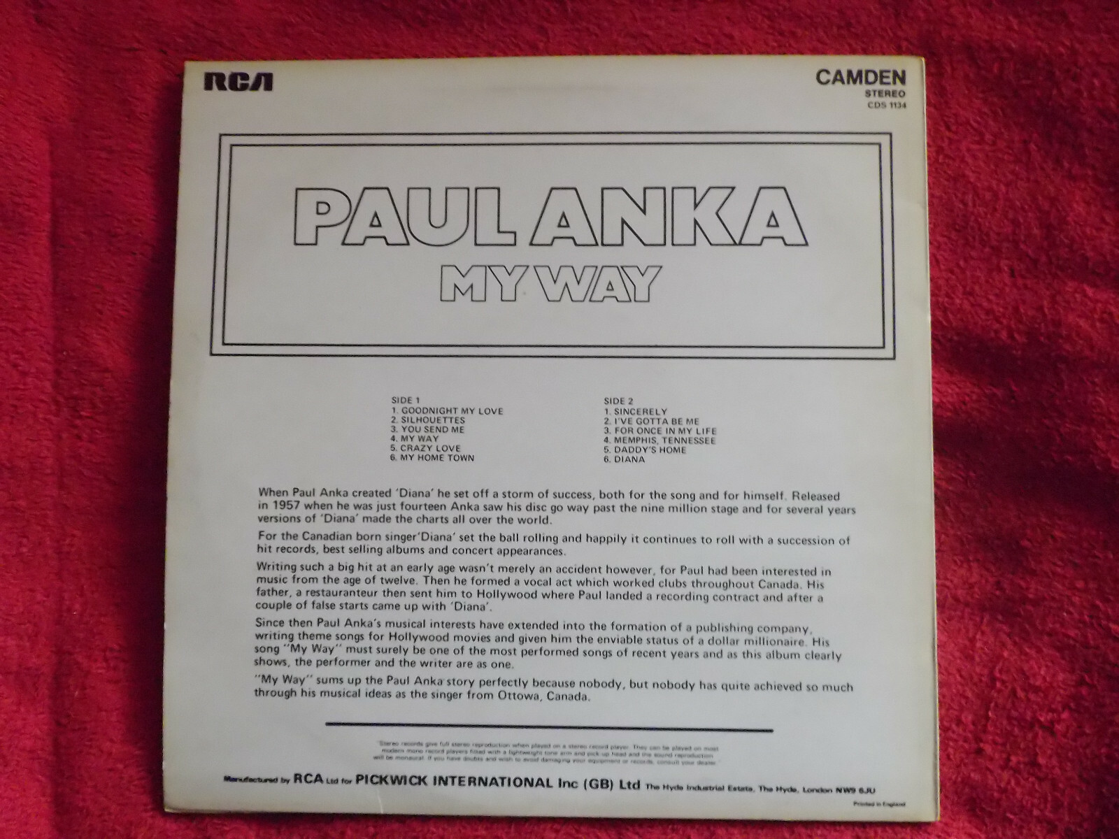 Paul Anka – My way (LP), Bild 2