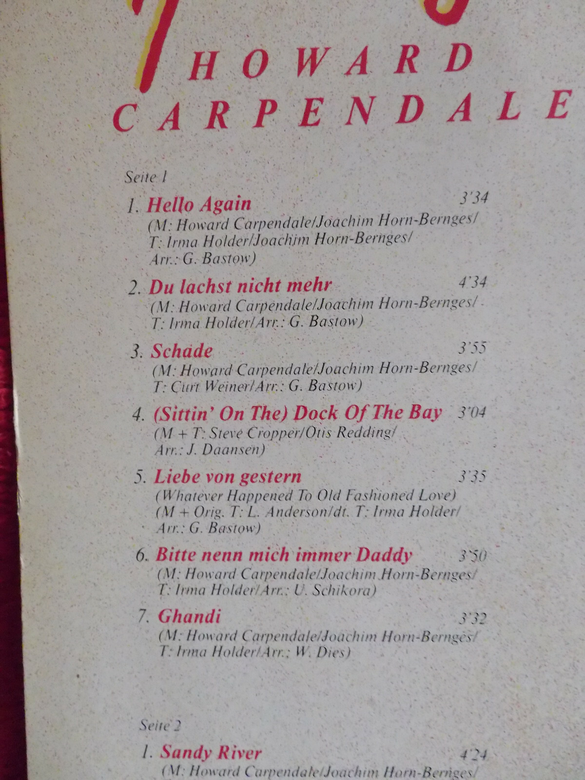 Howard Carpendale – Hello again | EMI Records, LP, 1984, Bild 3