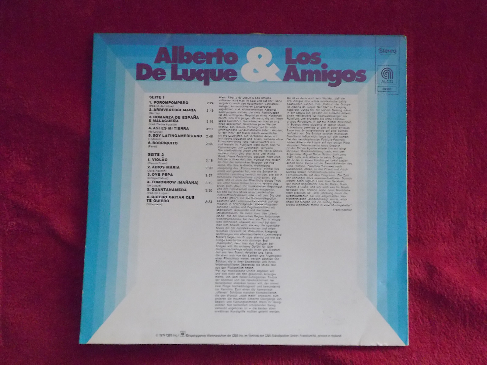 Alberto De Luque & Los Amigos – Alberto De Luque & Los Amigos (LP, Alco Records, 1974), Bild 2