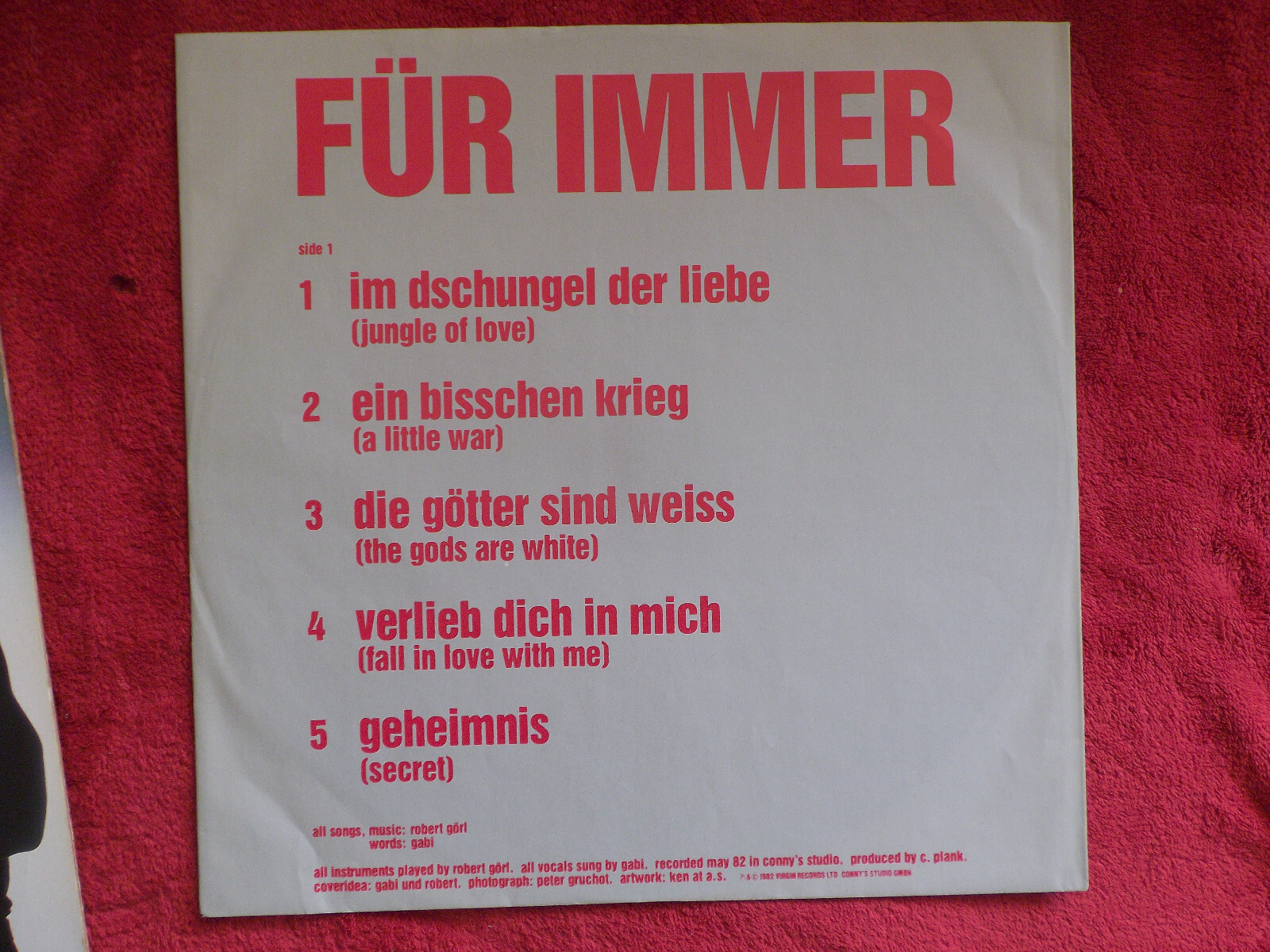 DAF – Für immer | Virgin Records, LP, Deutschland 1982, Bild 2
