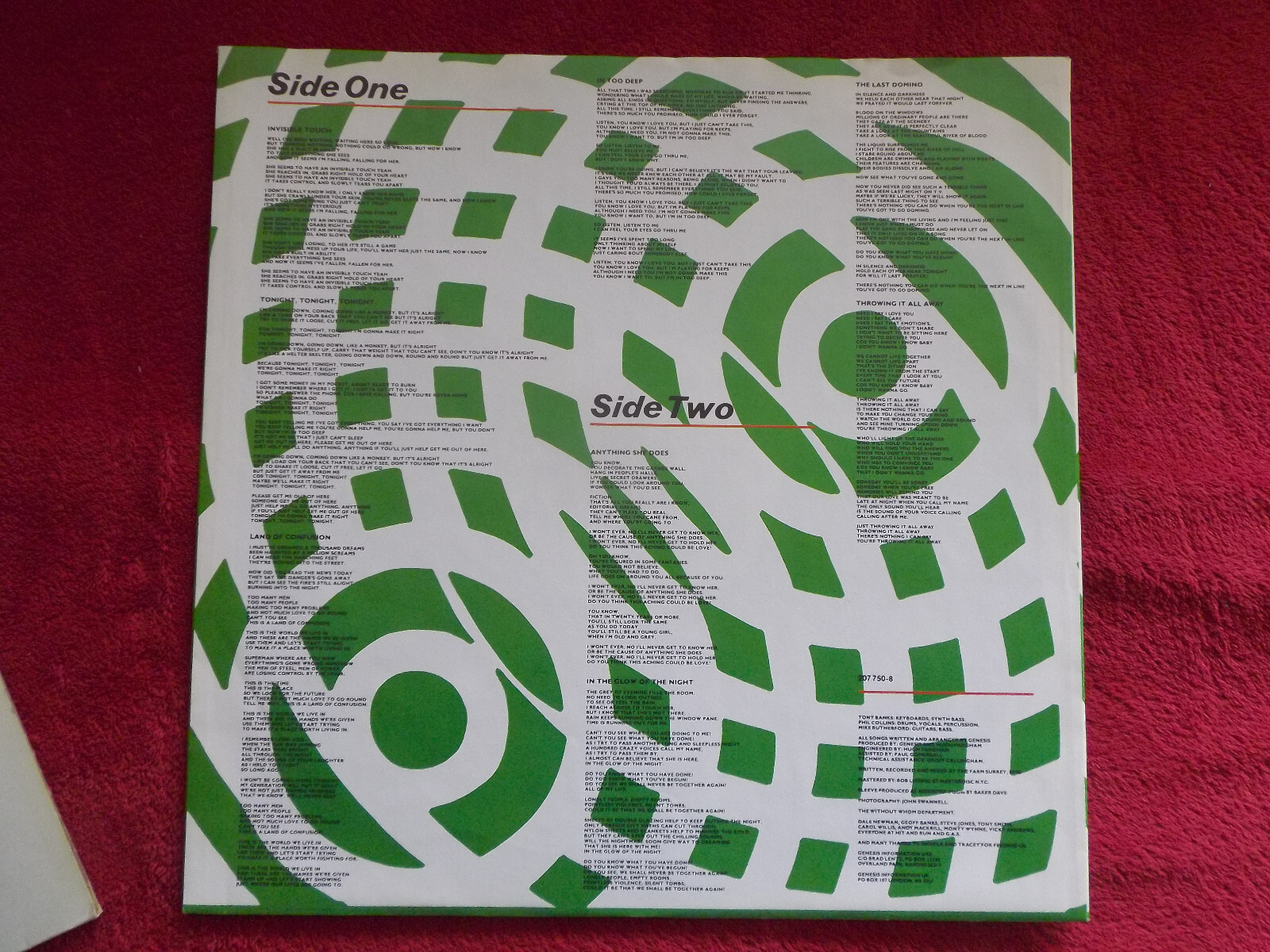 Genesis – Invisible Touch (LP, Charisma / Virgin Records, 1986), Bild 3