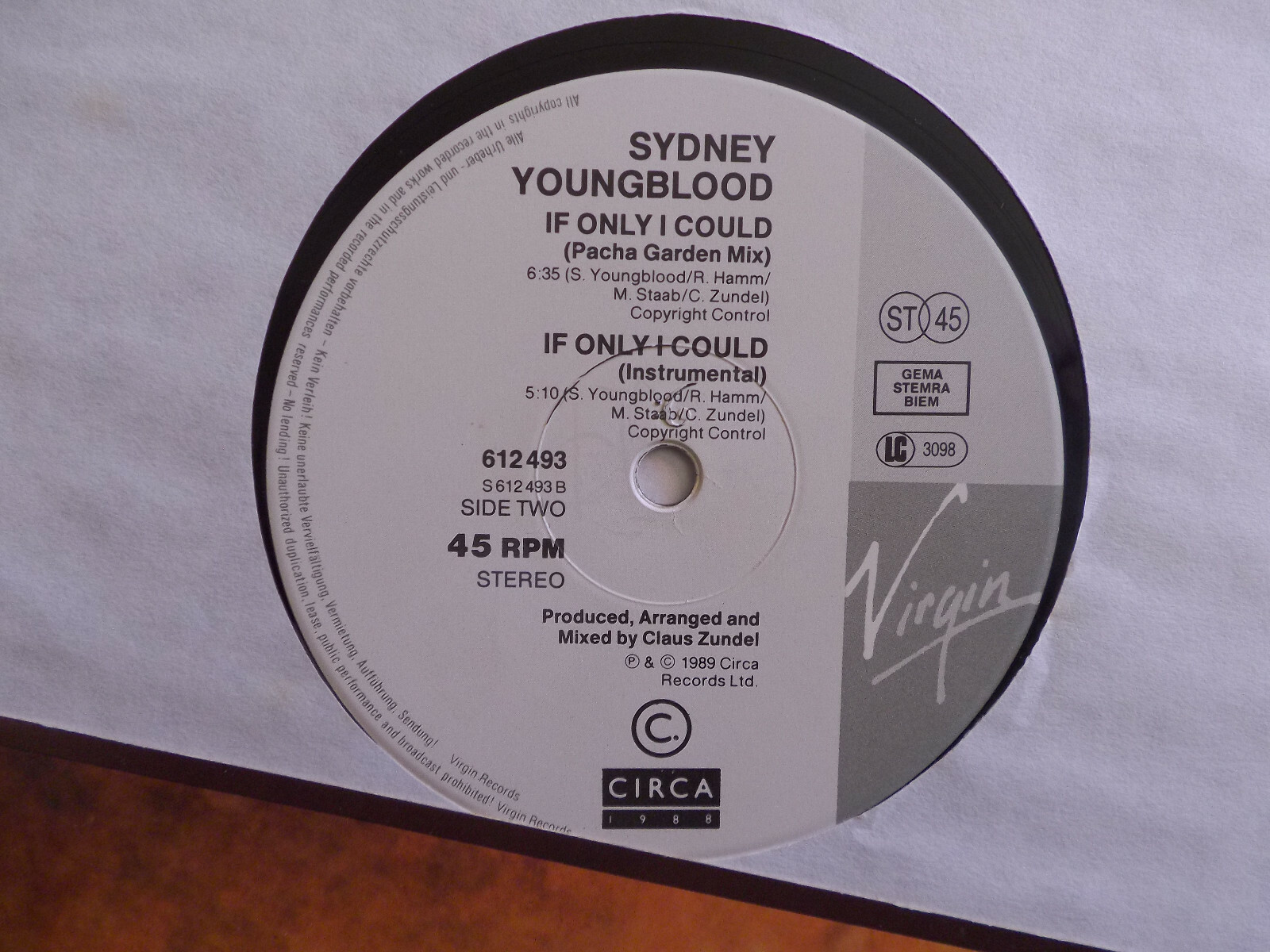 Sydney Youngblood – If Only I Could | Maxi-Single, Virgin Records, 1989, Bild 2