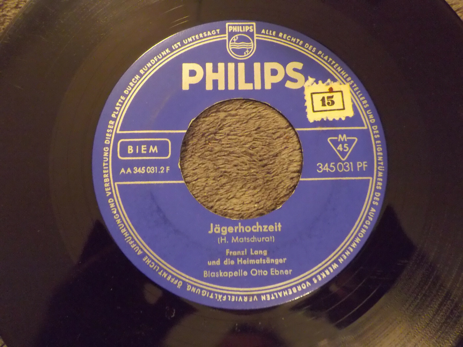 Franzl Lang – Rosen-Reserl / Jägerhochzeit | Philips Records 345 031 PF, Bild 2