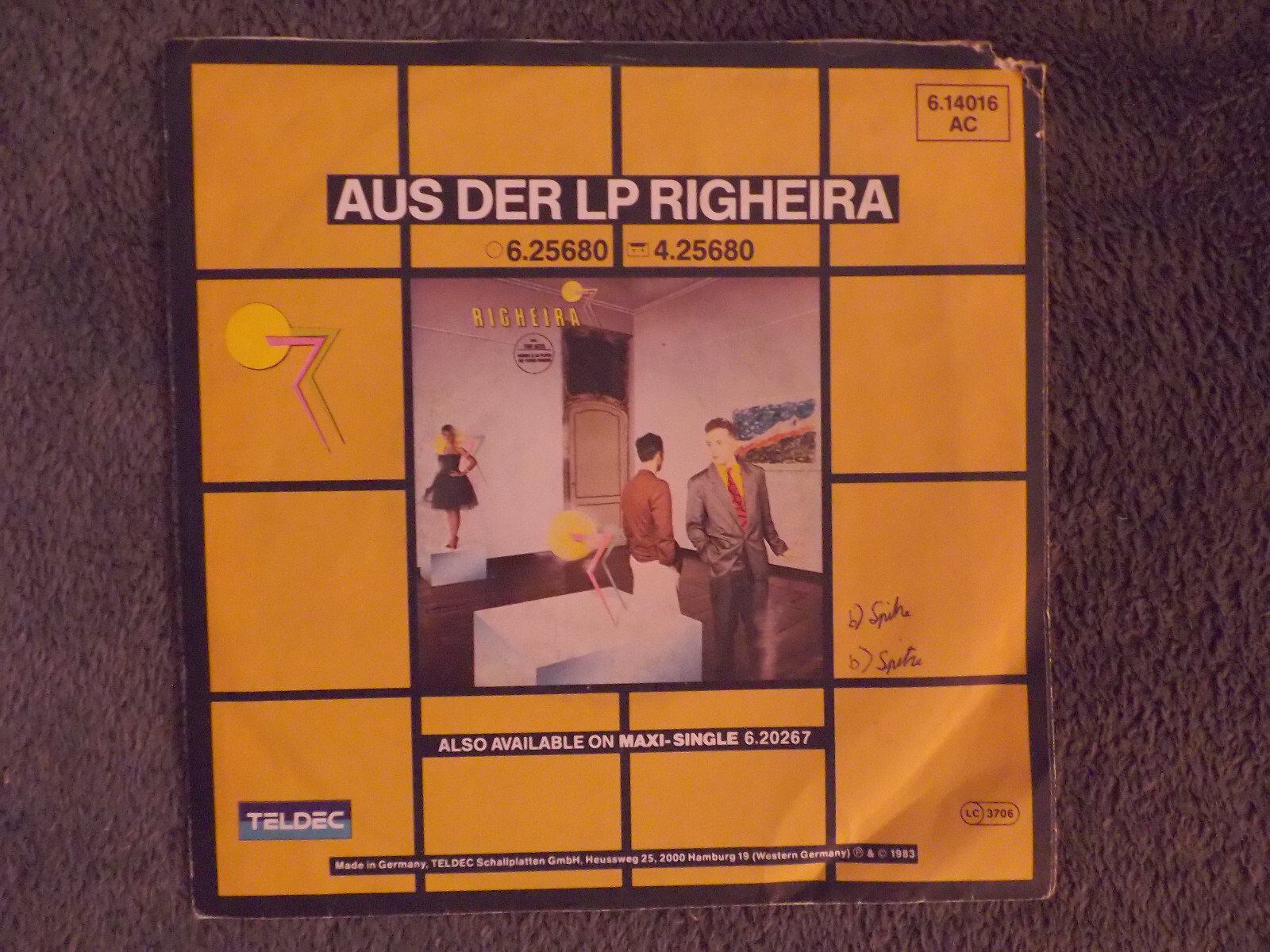 Righeira – No tengo dinero / Dinero scratch | Teldec 7″ Single, 1983, Bild 3
