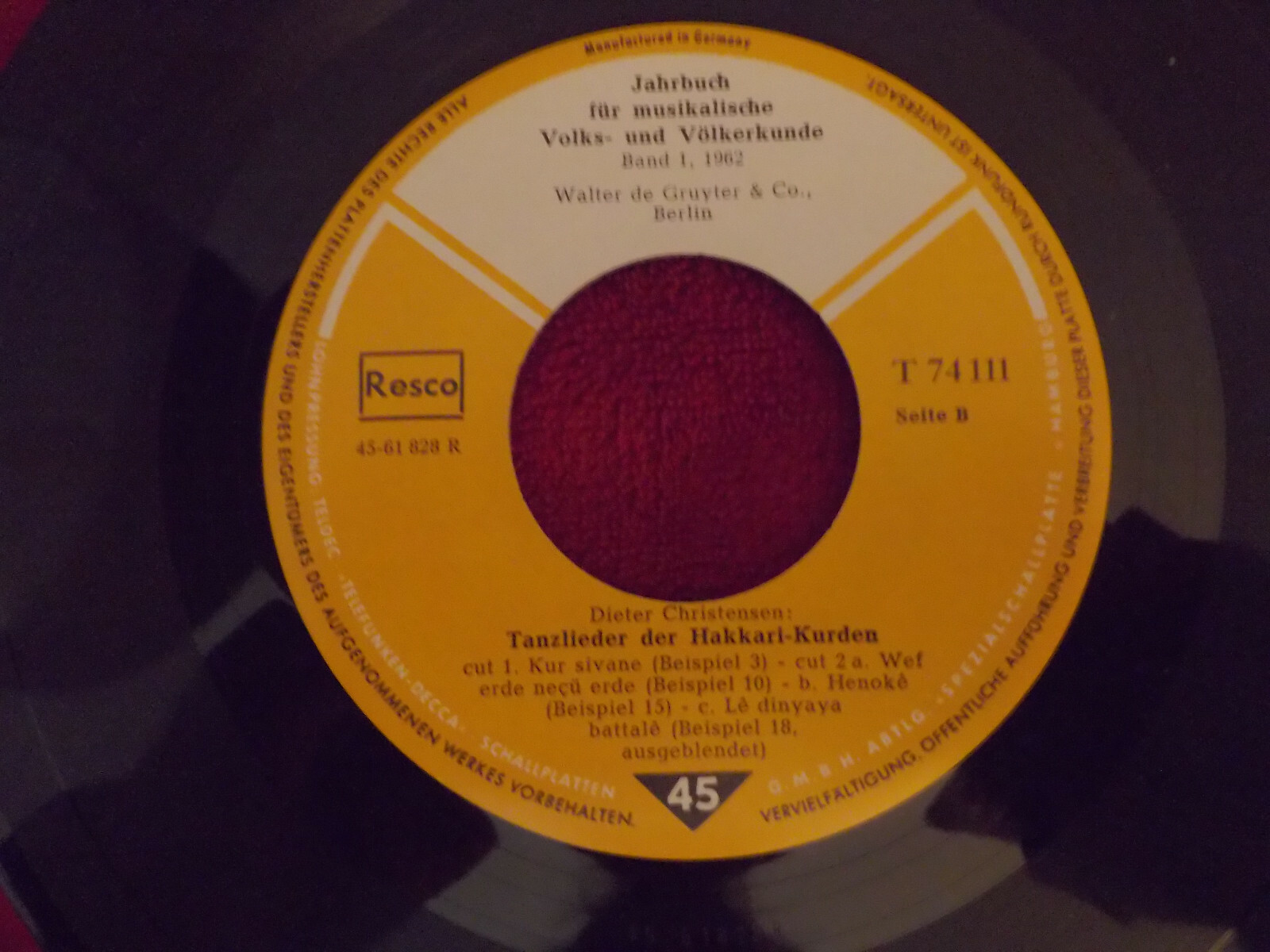 Dieter Christensen – Tanzlieder der Hakkari-Kurden | Teldec Records, T 74 111, Bild 2
