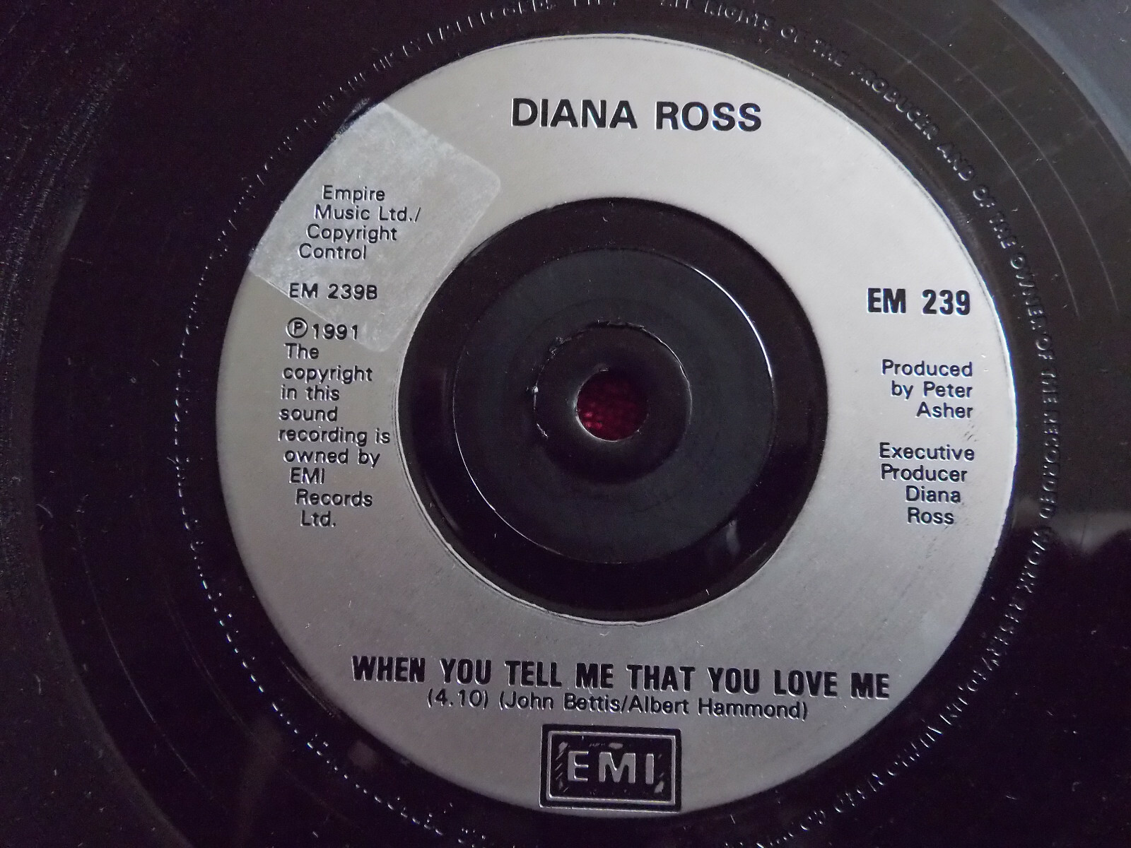 Diana Ross – One Shining Moment / When You Tell Me That You Love Me – EMI 45er-Single, Bild 2