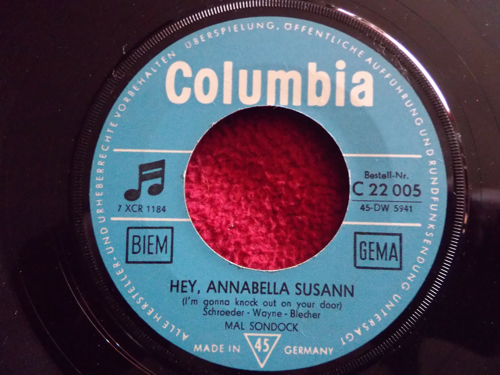 Mal Sondock – Papa o Papa / Hey, Annabella Susann | Columbia Records, Bild 2