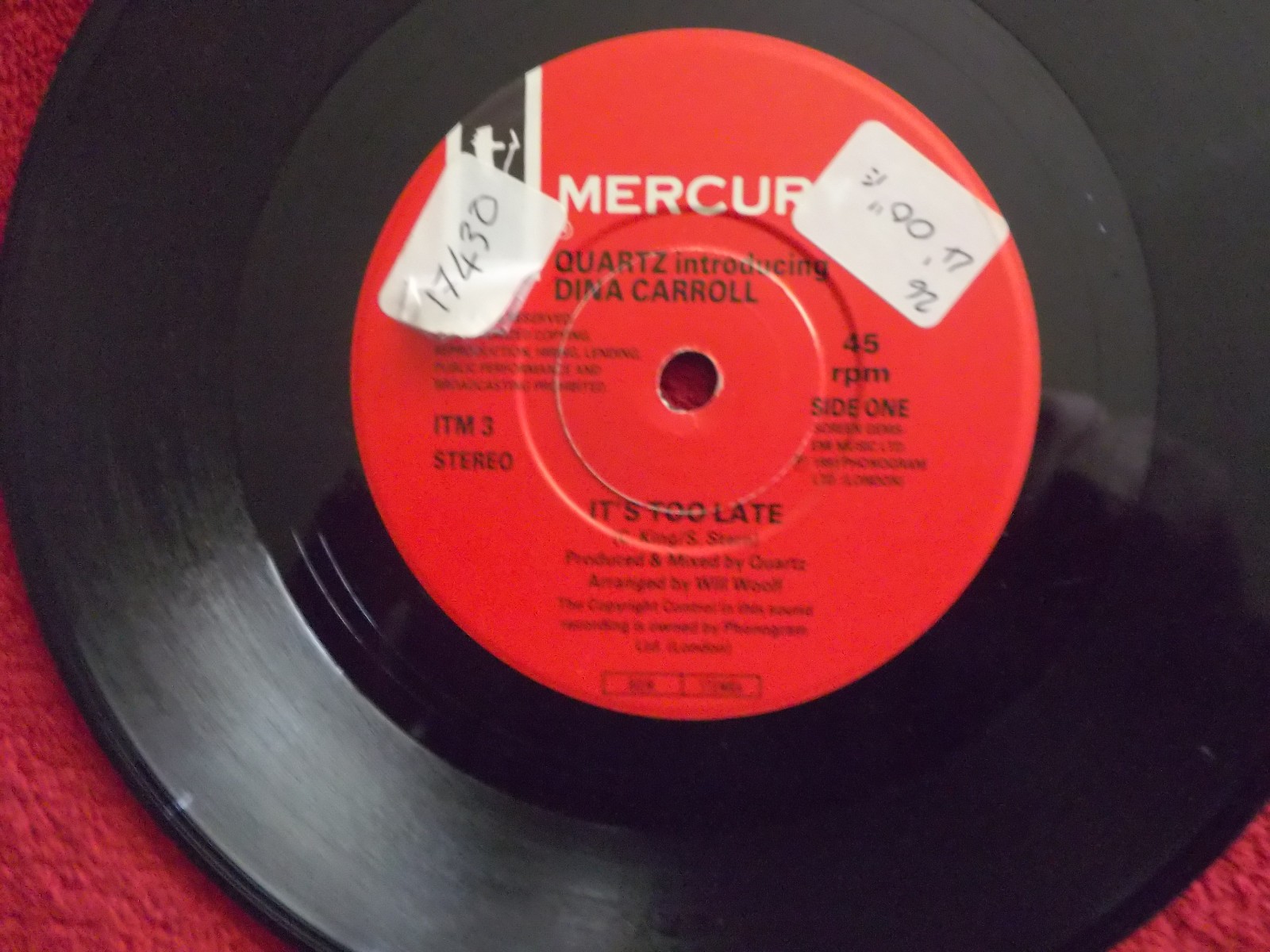 Quartz intr. Dina Carroll – It´s too late / Obsession (UK-Single, 1991)