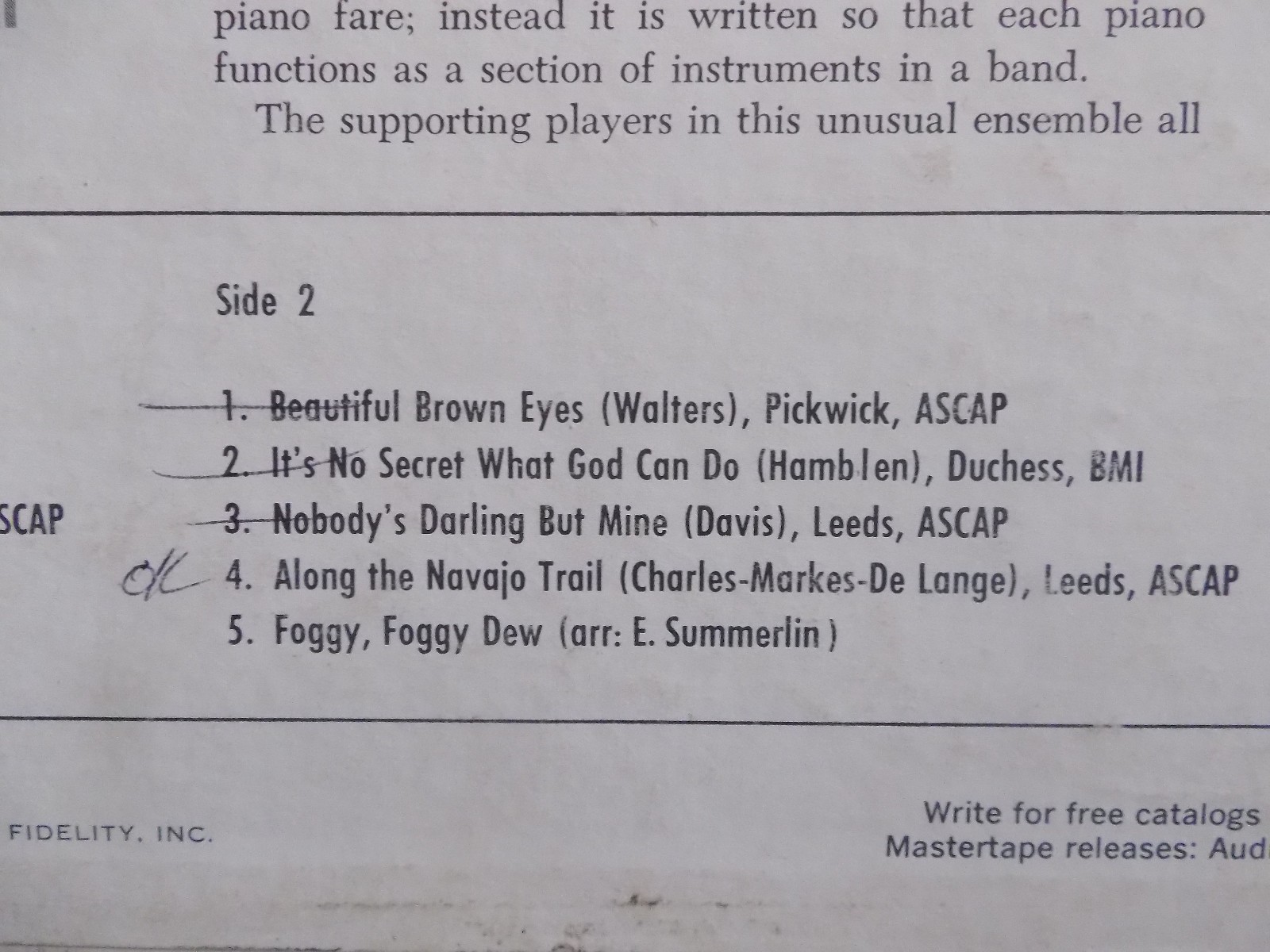 Steve Kuhn & Toshiko Akiyoshi – The Country & Western Sound of Jazz Pianos (LP, Dauntless Records, DM 4308, USA, 1963), Bild 4